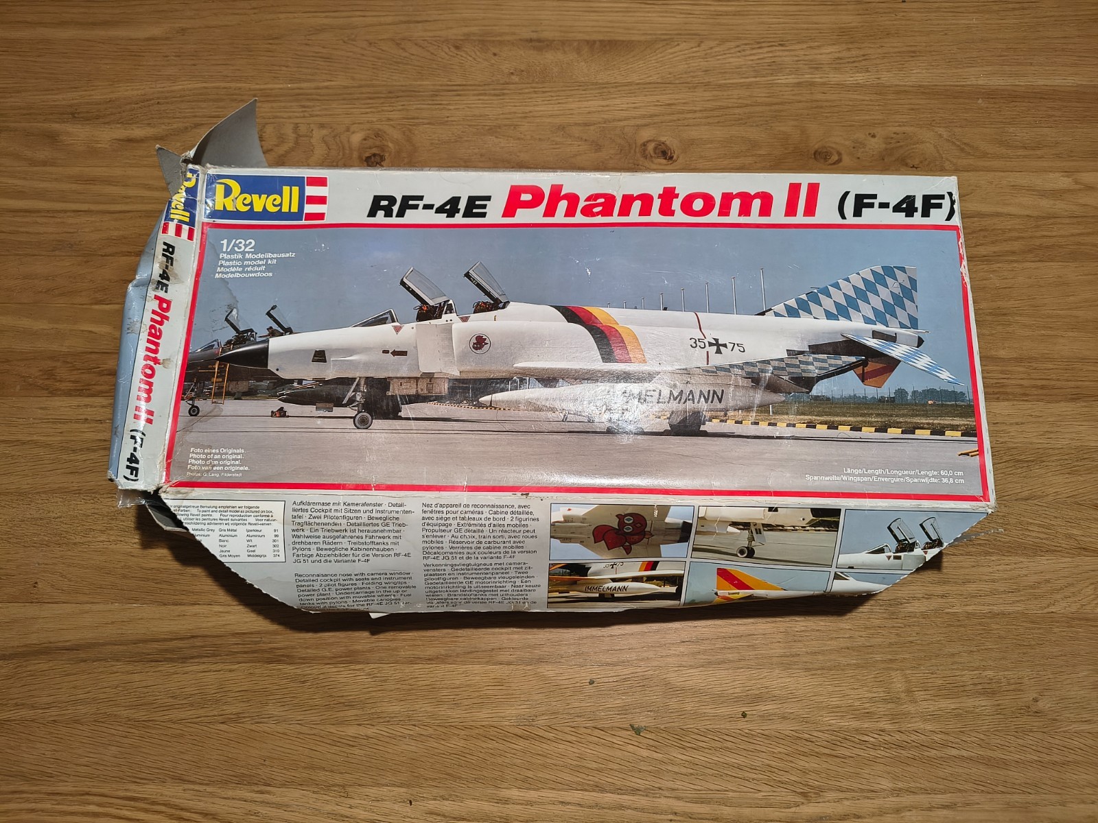 Revell 1/32 RF‑4E Phantom II (F‑4F) Kit #4754 – Full Kit, Box Damaged, Rare.