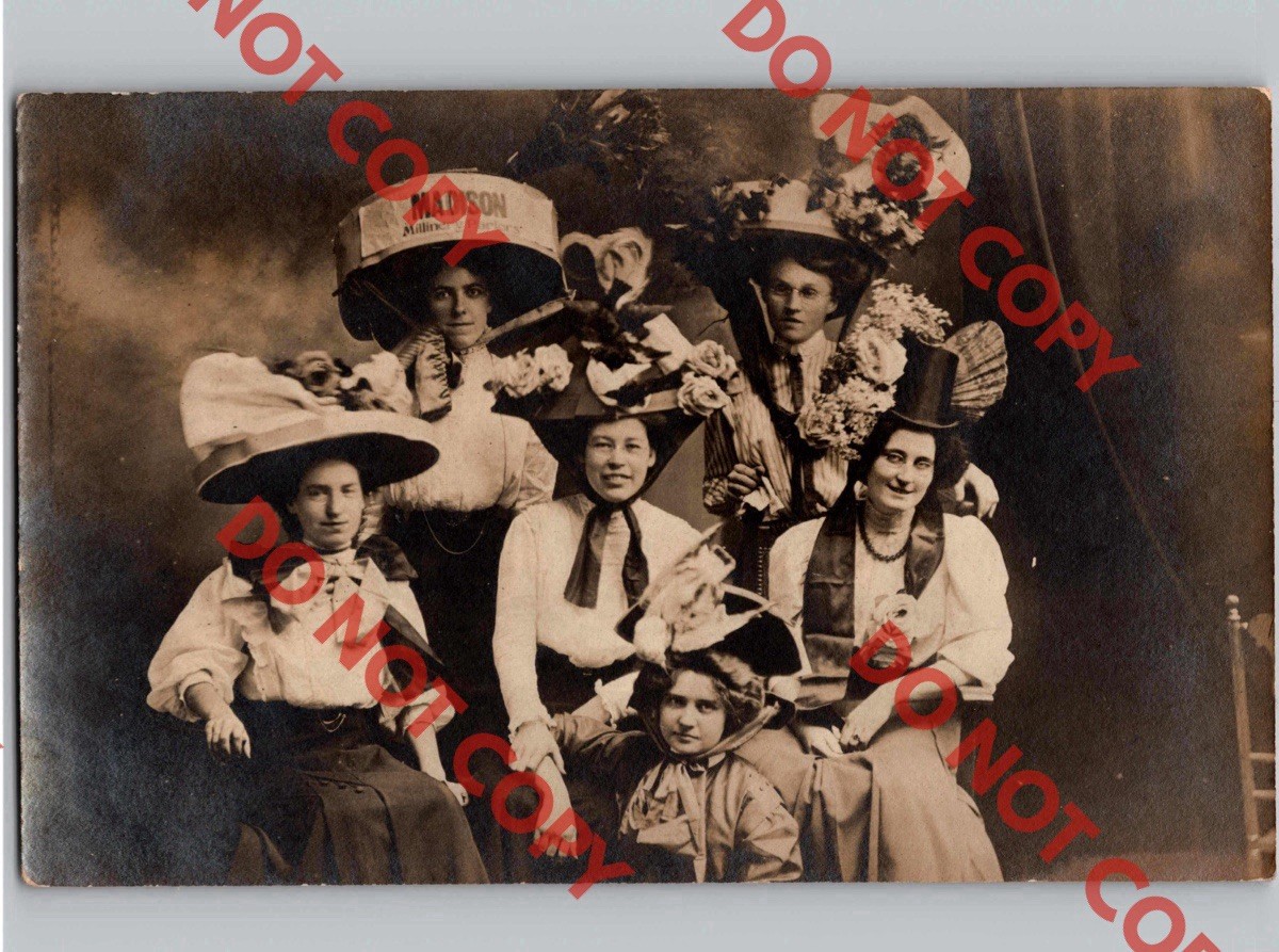 WOW c1910 Madison Millinery Parlor Advertising Women EXTRAVAGANT Hats RPPC WOW c1910 Madison Millinery Parlor Advertising Women EXTRAVAGANT Hats RPPC