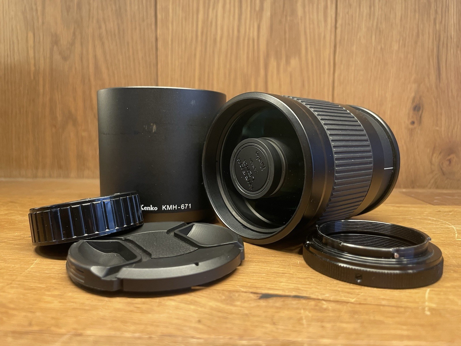 *Opt Mint w/ Hood* Kenko MC Mirror Lens 400mm F/8 ( T Mount ) for Nikon F /Japan