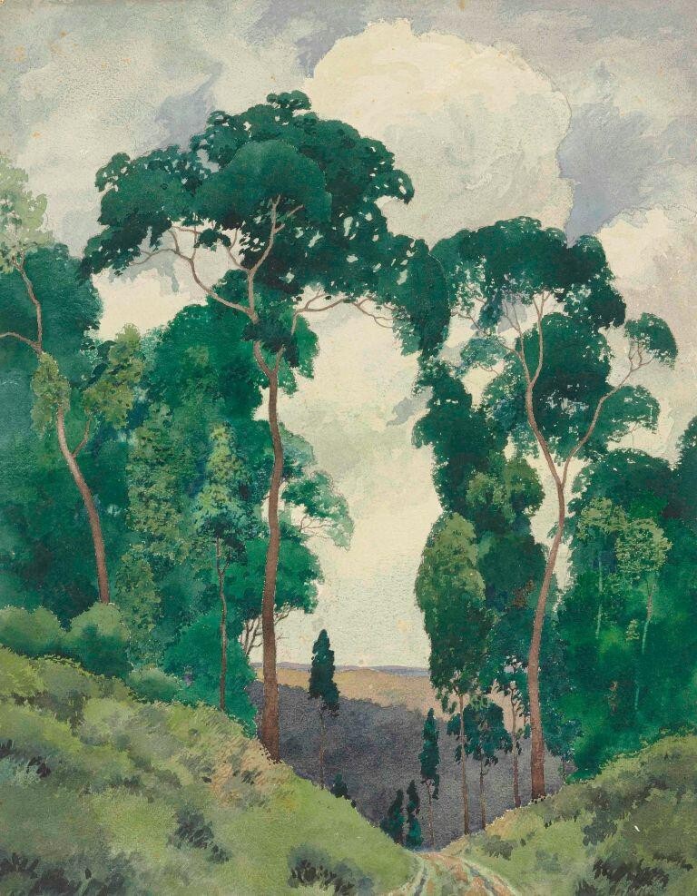 Archibald Bertram Webb 1923 Art Print – Australian Landscape Tonalist Décor