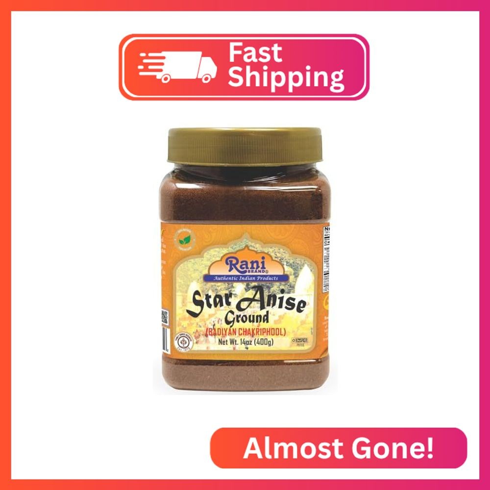 Rani Star Anise Powder (Badian Khatai) Ground Spice 14oz (400g) PET Jar ~ All Na
