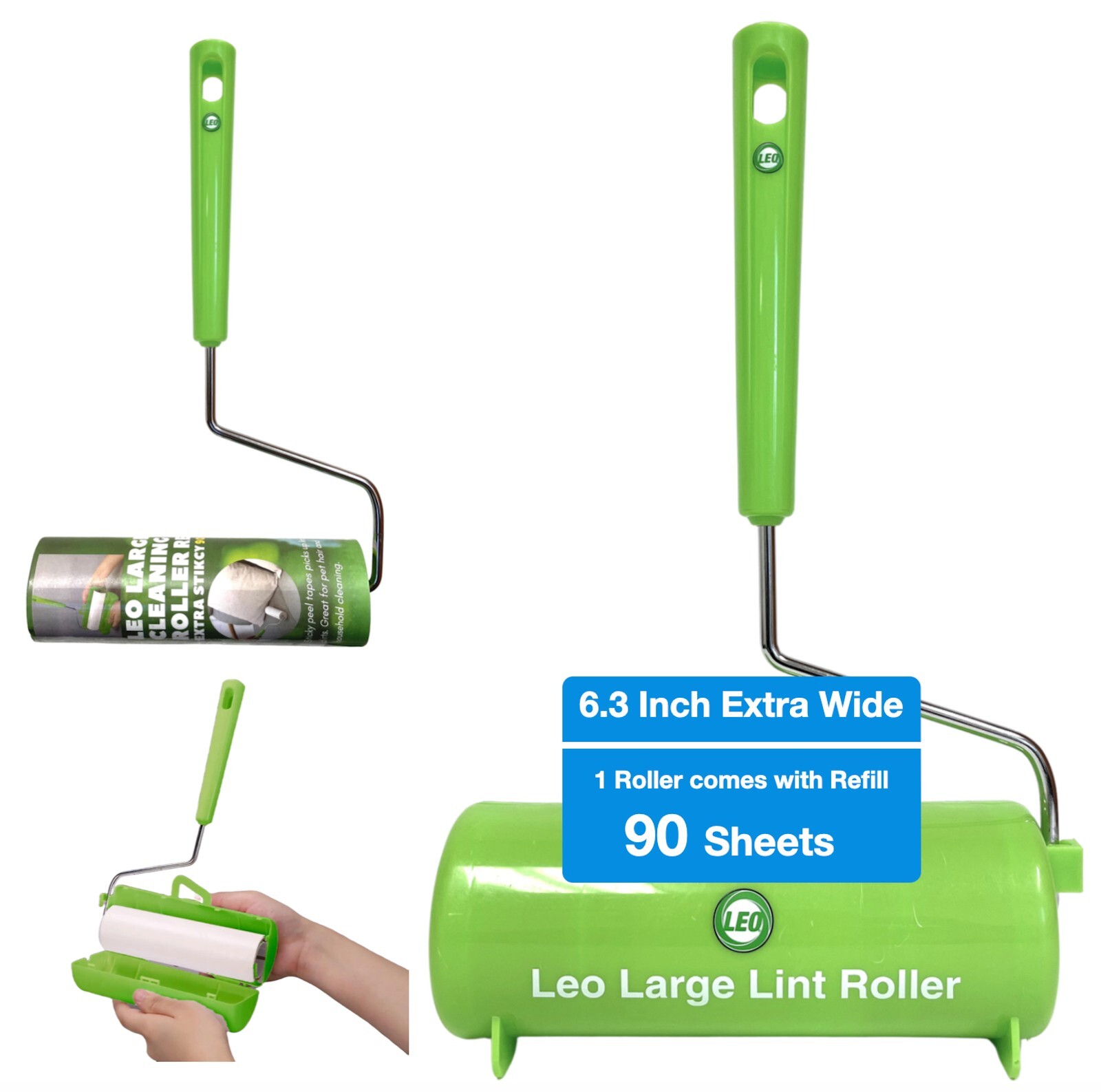 Leo 6.3-Inch-Wide Large Lint Roller Extra Sticky Large Surface Lint Roller