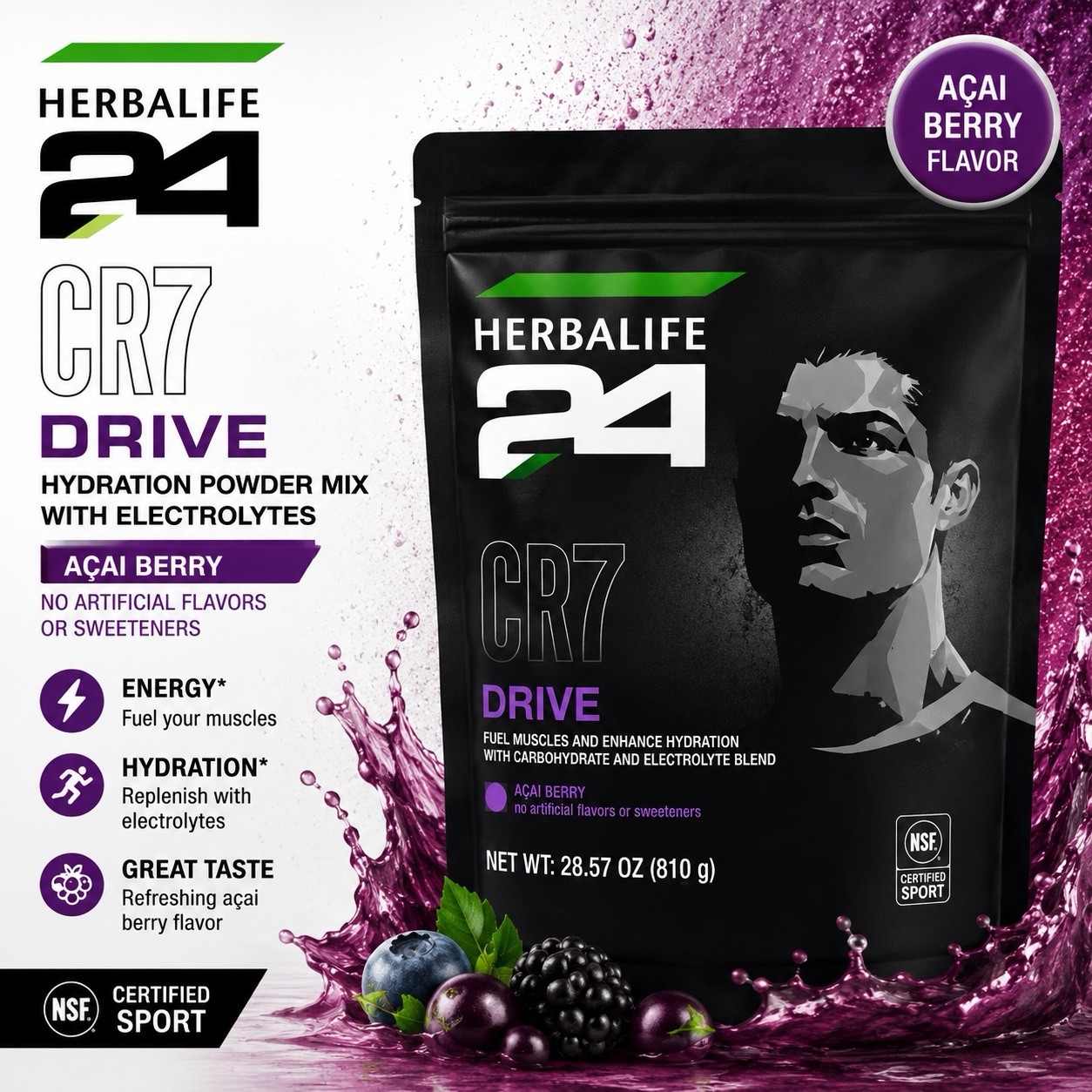 Herbalife Herbalife24 CR7 (Cristiano Ronaldo) Drive Açaí Berry 🫐Pouch