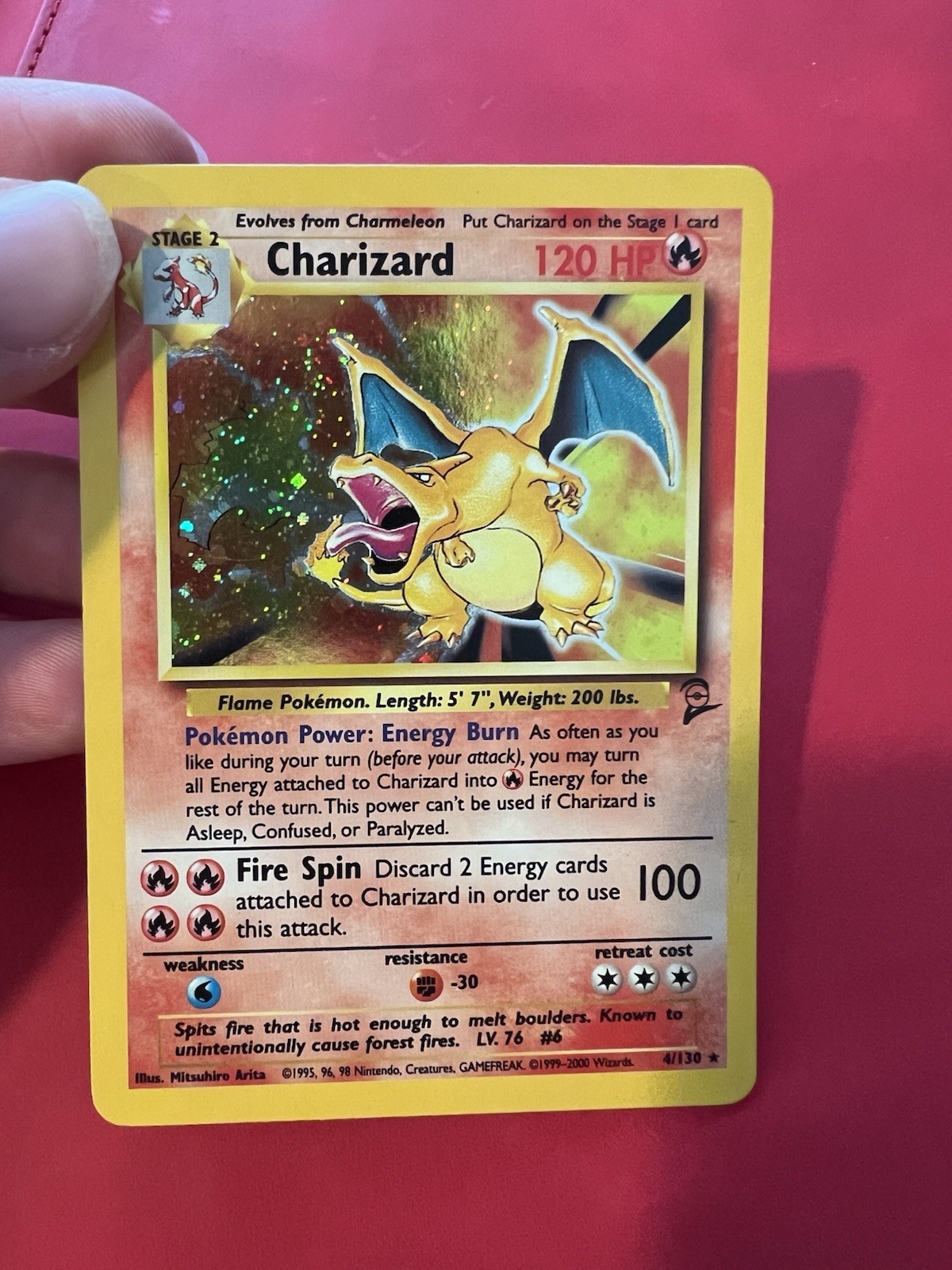 Wizards of the Coast Charizard 4/130 Base Set 2 Holo Rare English WING SWIRL LP