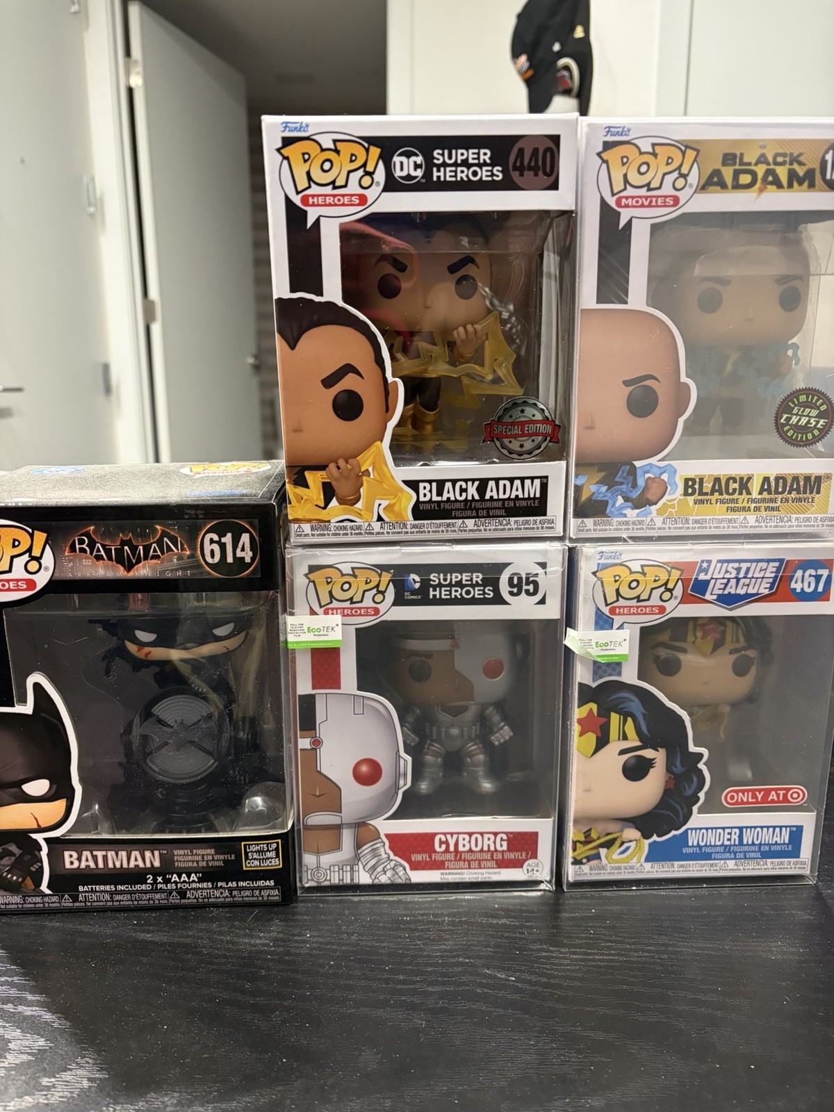 Funko Pop DC Lot of 5 Batman 614 Arkham Asylum Black Adam Cyborg Wonder Woman