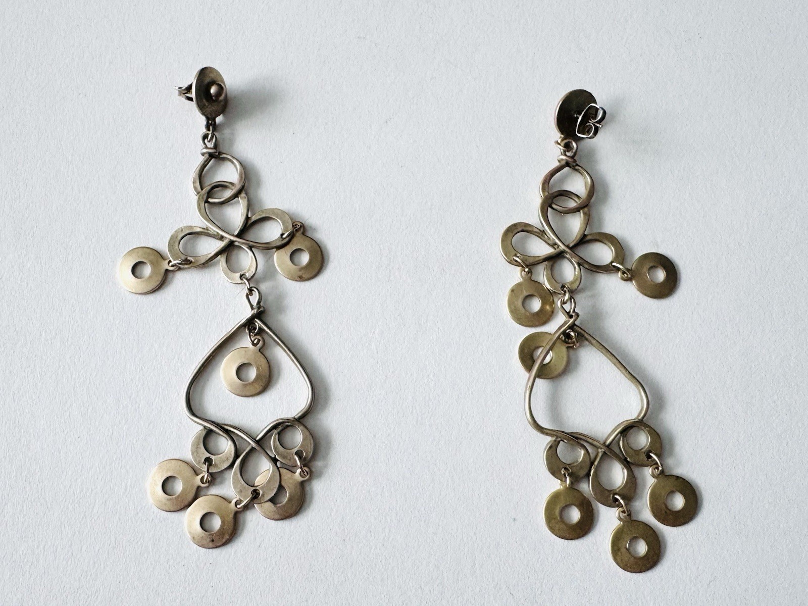 Vintage Signed “Mode Art” Brass Dangle Earrings Retro 1970s-3.5” Long Vintage Signed “Mode Art” Brass Dangle Earrings Retro 1970s-3.5” Long