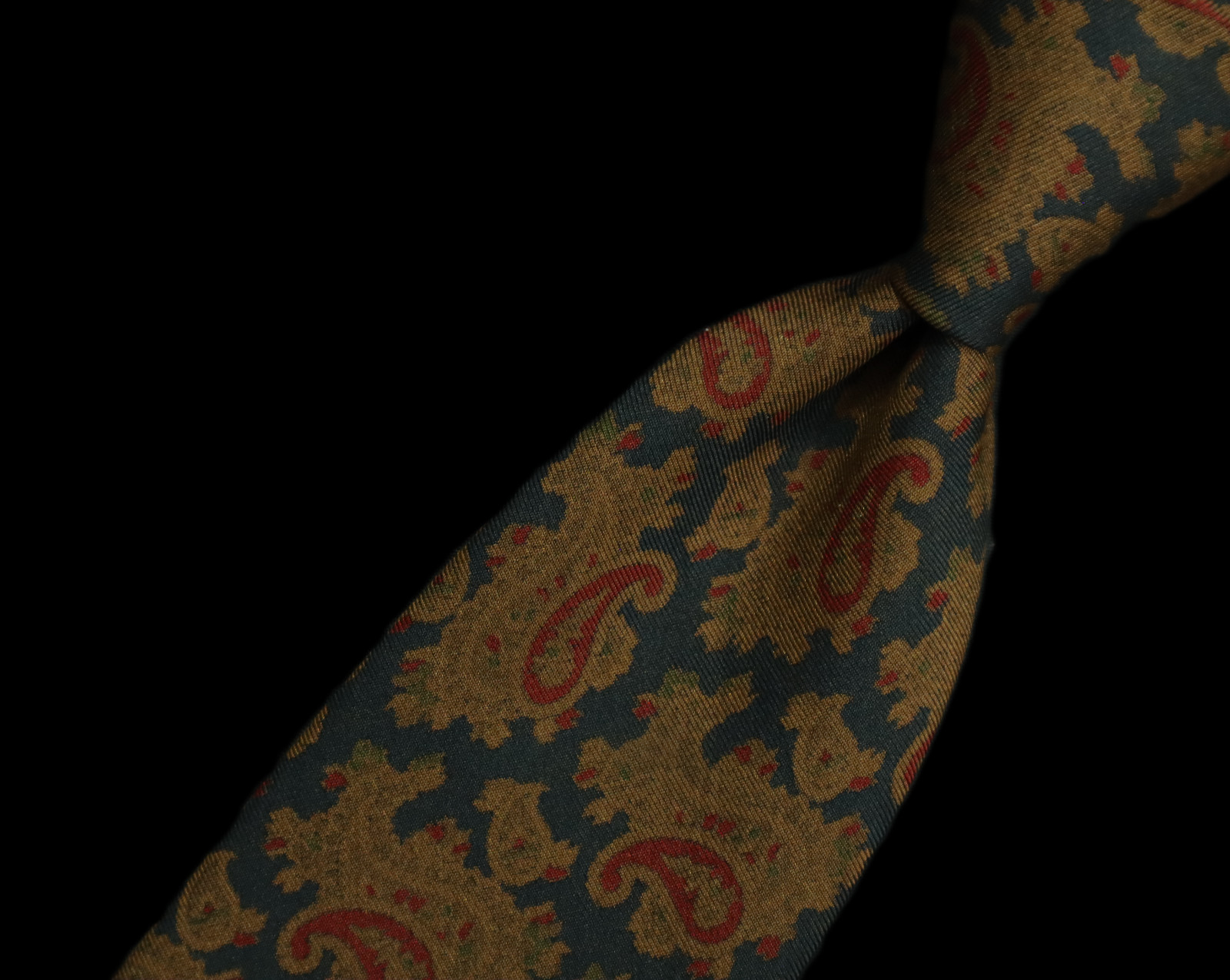 Luciano Barbera VTG Muted Navy Gold Ancient Madder Silk Paisley Men\'s Neck Tie Luciano Barbera VTG Muted Navy Gold Ancient Madder Silk Paisley Men\'s Neck Tie