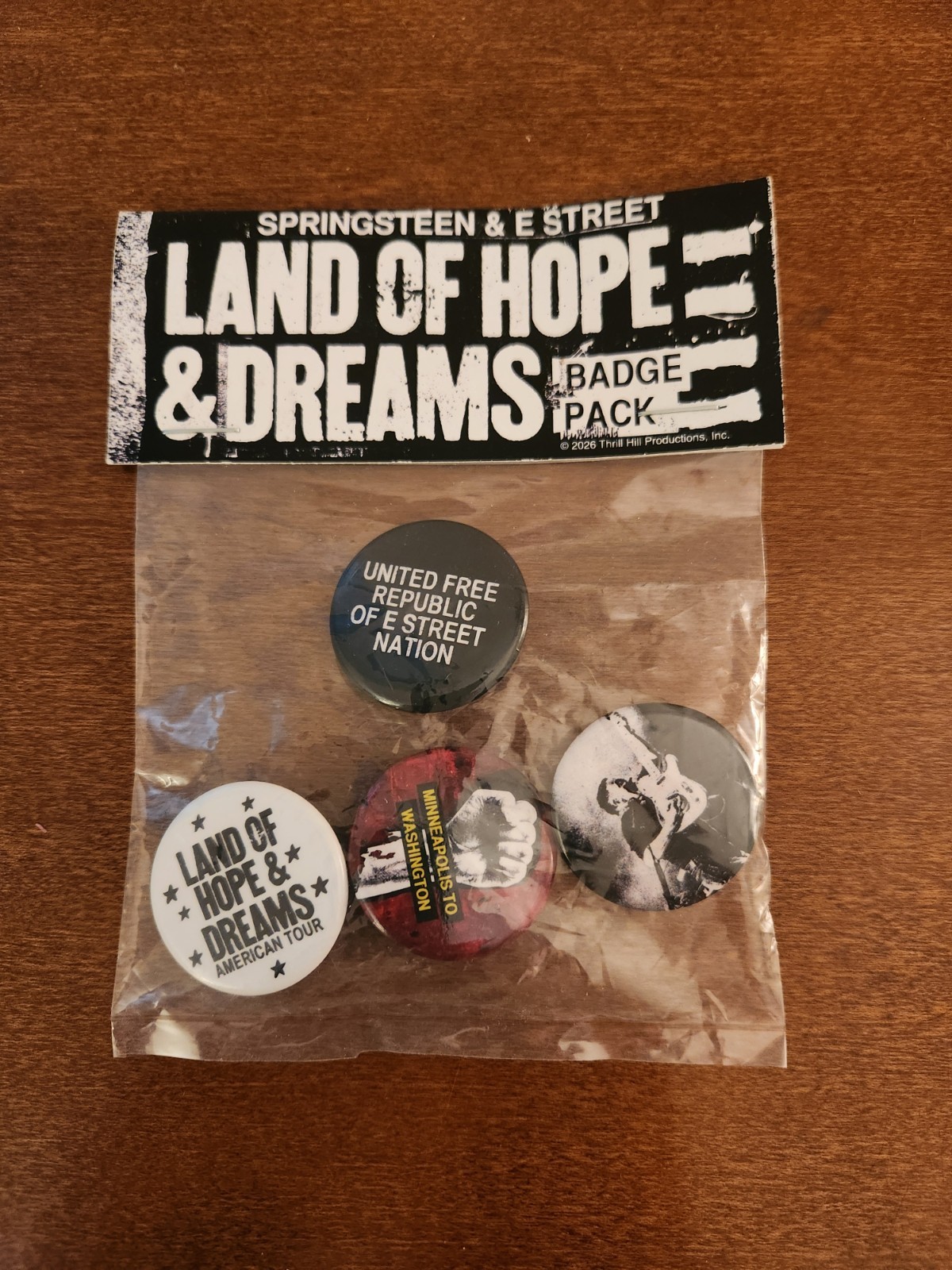 Bruce Springsteen 2026 Land of Hope & Dreams Tour 4 Badge Pin Pack E Street Band Bruce Springsteen 2026 Land of Hope & Dreams Tour 4 Badge Pin Pack E Street Band
