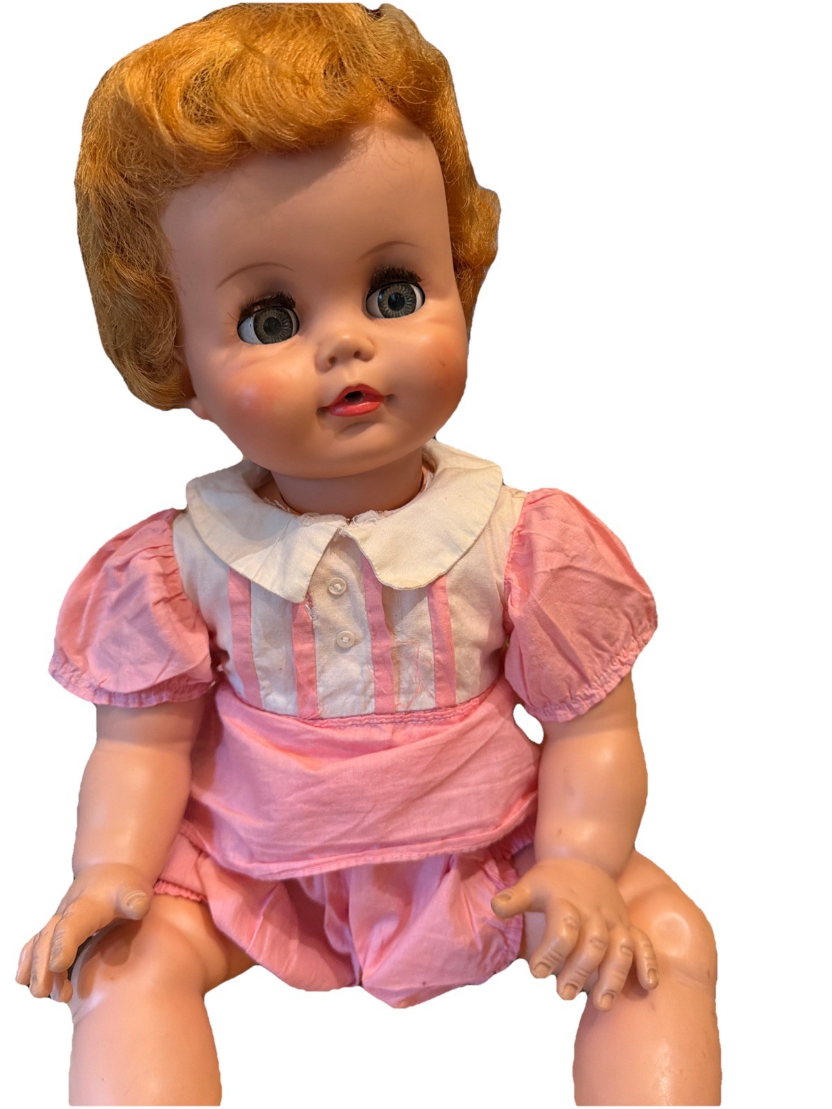 Vtg Madame Alexander BABY GENIUS Flirty Eyes Original Outfit 1960s Toddler 22”