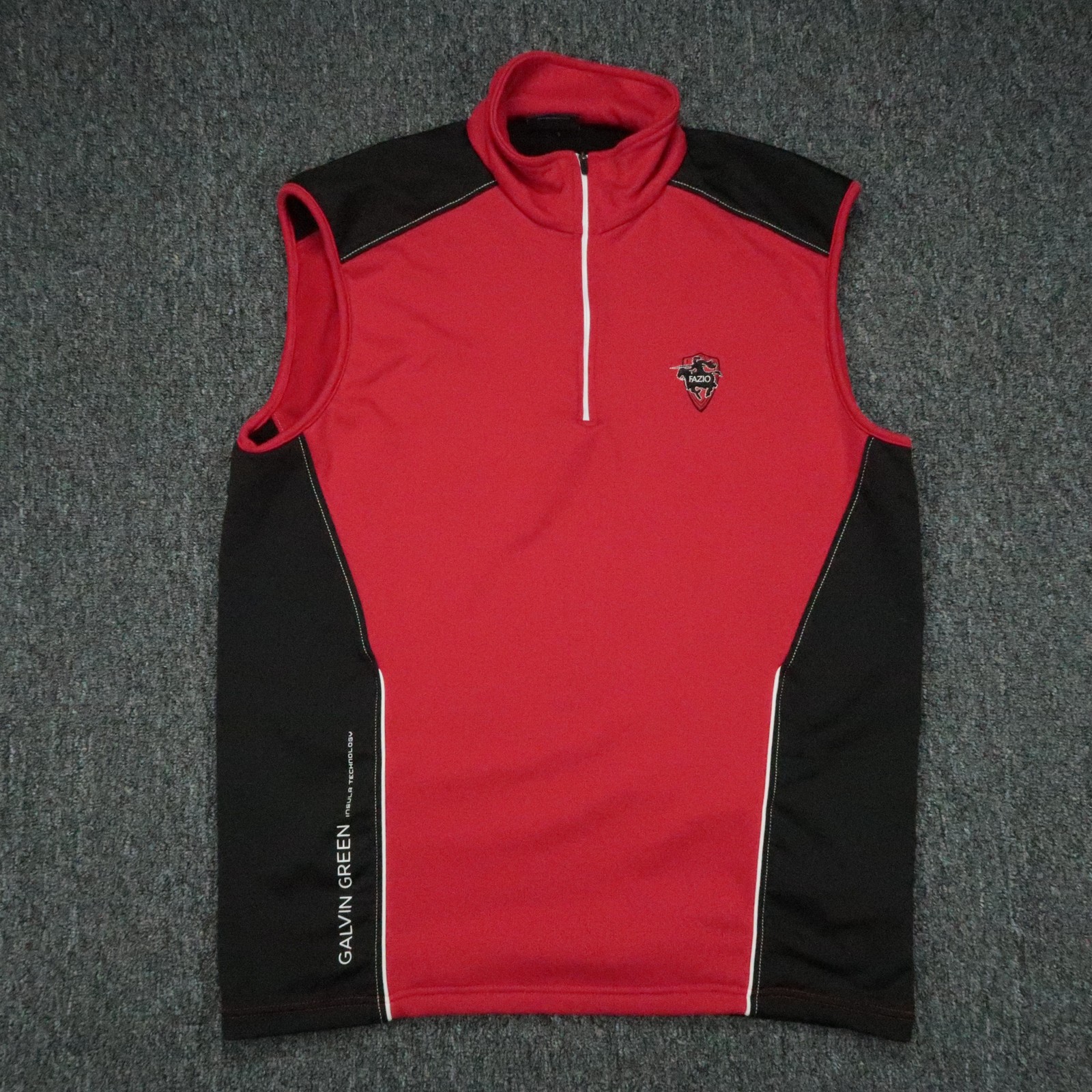 Galvin Green Vest Mens XL Red Black Insula Technology Half Zip Golf Fazio