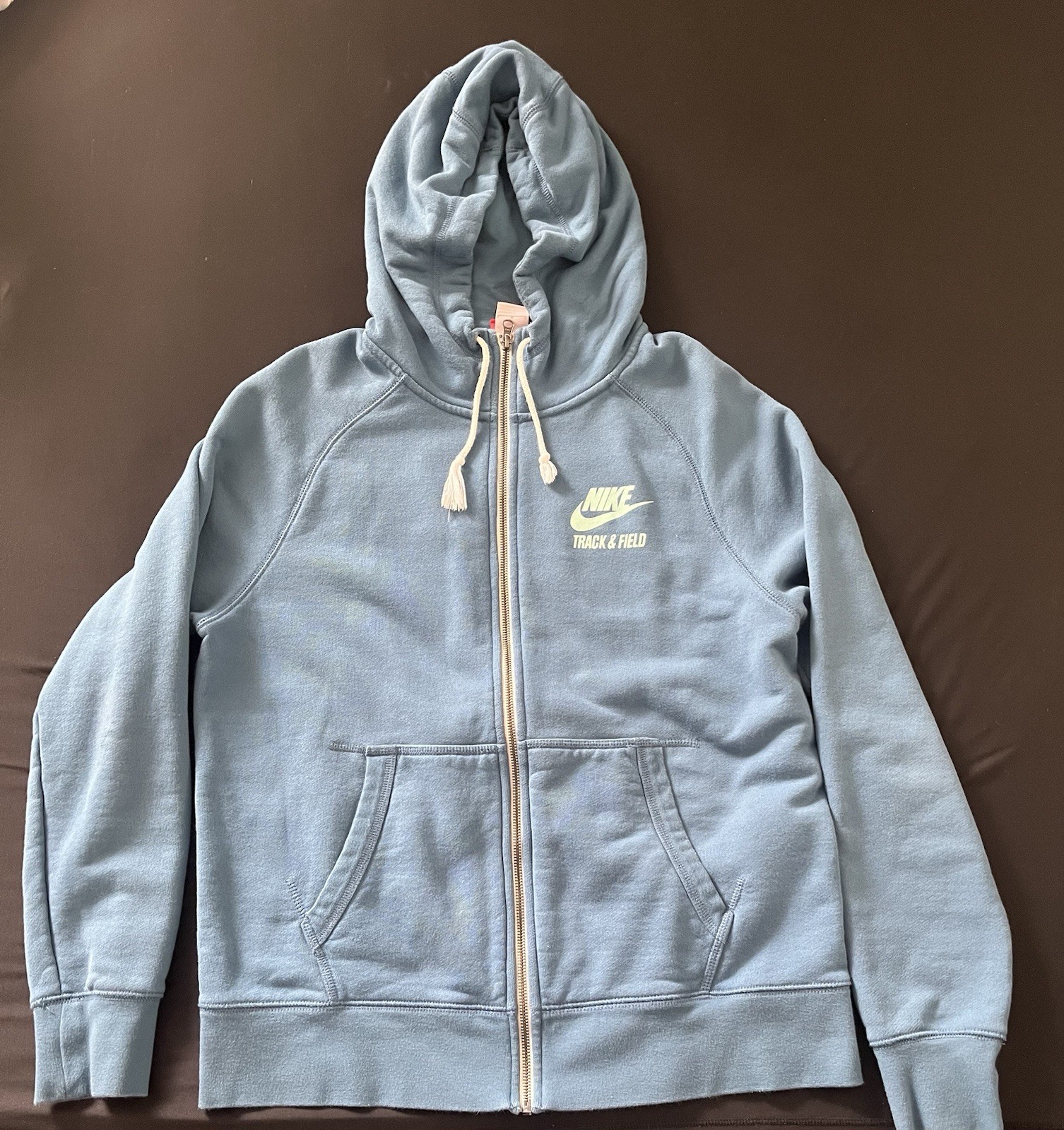 Nike AW77 Vintage Retro Logo Track & Field Full - Zip Fleece Hoodie Size Large