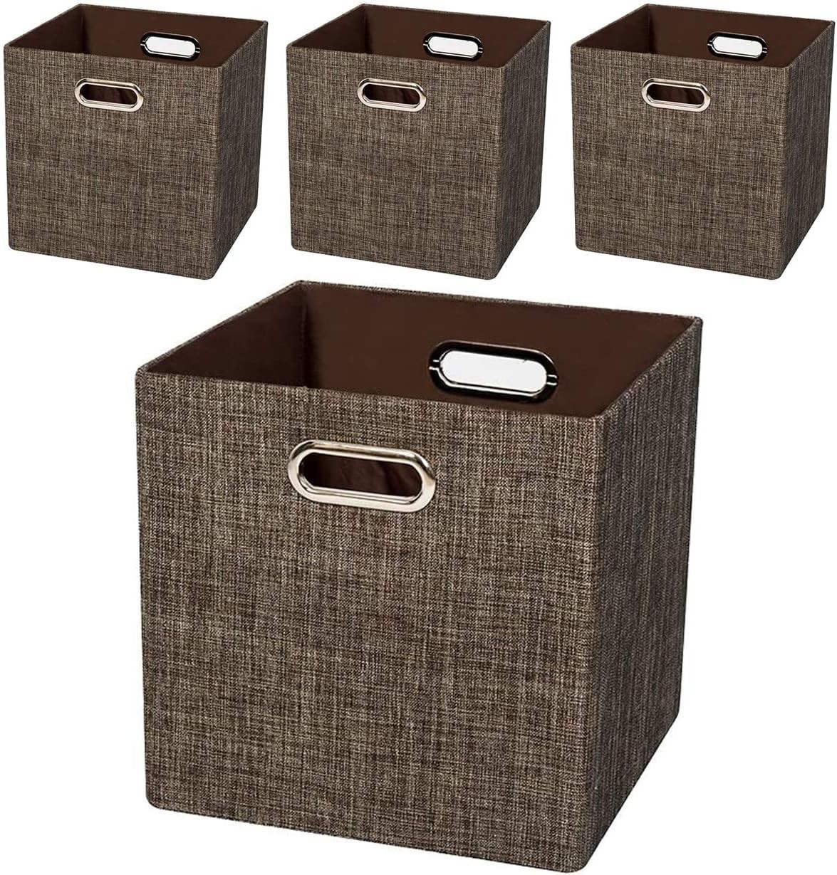 Heavy-duty fabric drawers, 11 x 11 inches, set of 4, brown