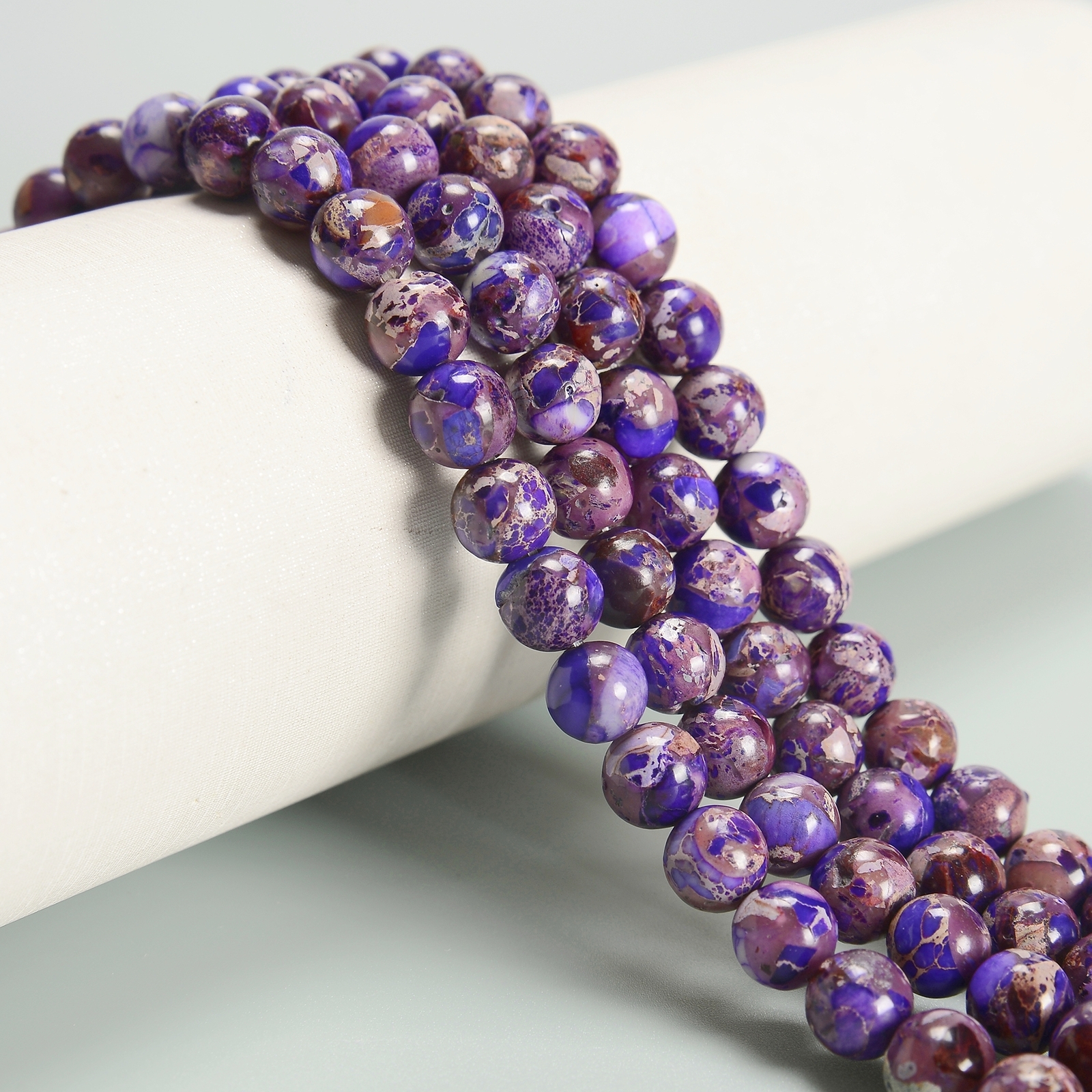 Dark Purple Sea Sediment Jasper Smooth Round Beads 4mm 6mm 8mm 10mm 15.5\
