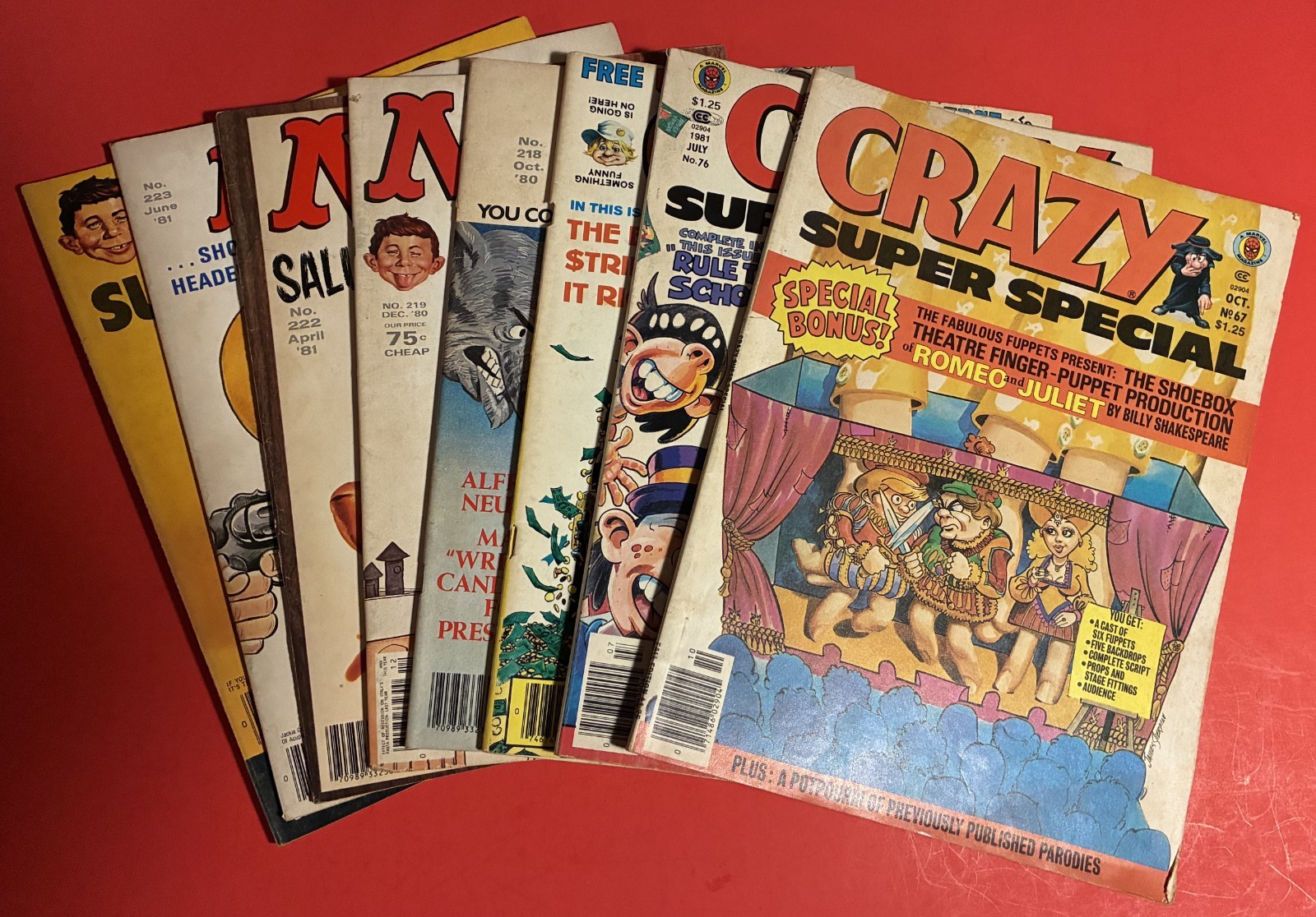 Vintage MAD, Cracked, Crazy 8 Mag. Lot (1980-1981) Star Wars Indiana Jones Cover
