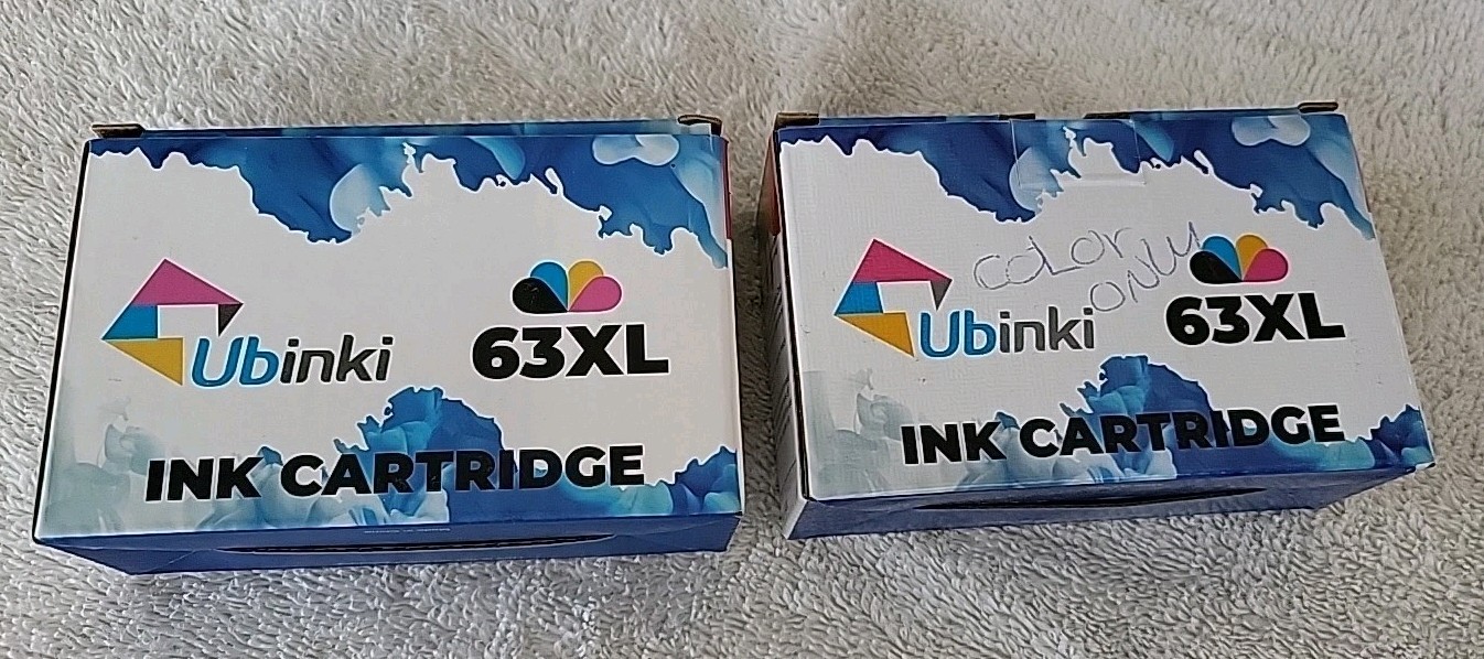 NEW - Ubinki 63XL Ink Cartridge Black/Color Combo Pack Replacement for HP63XL