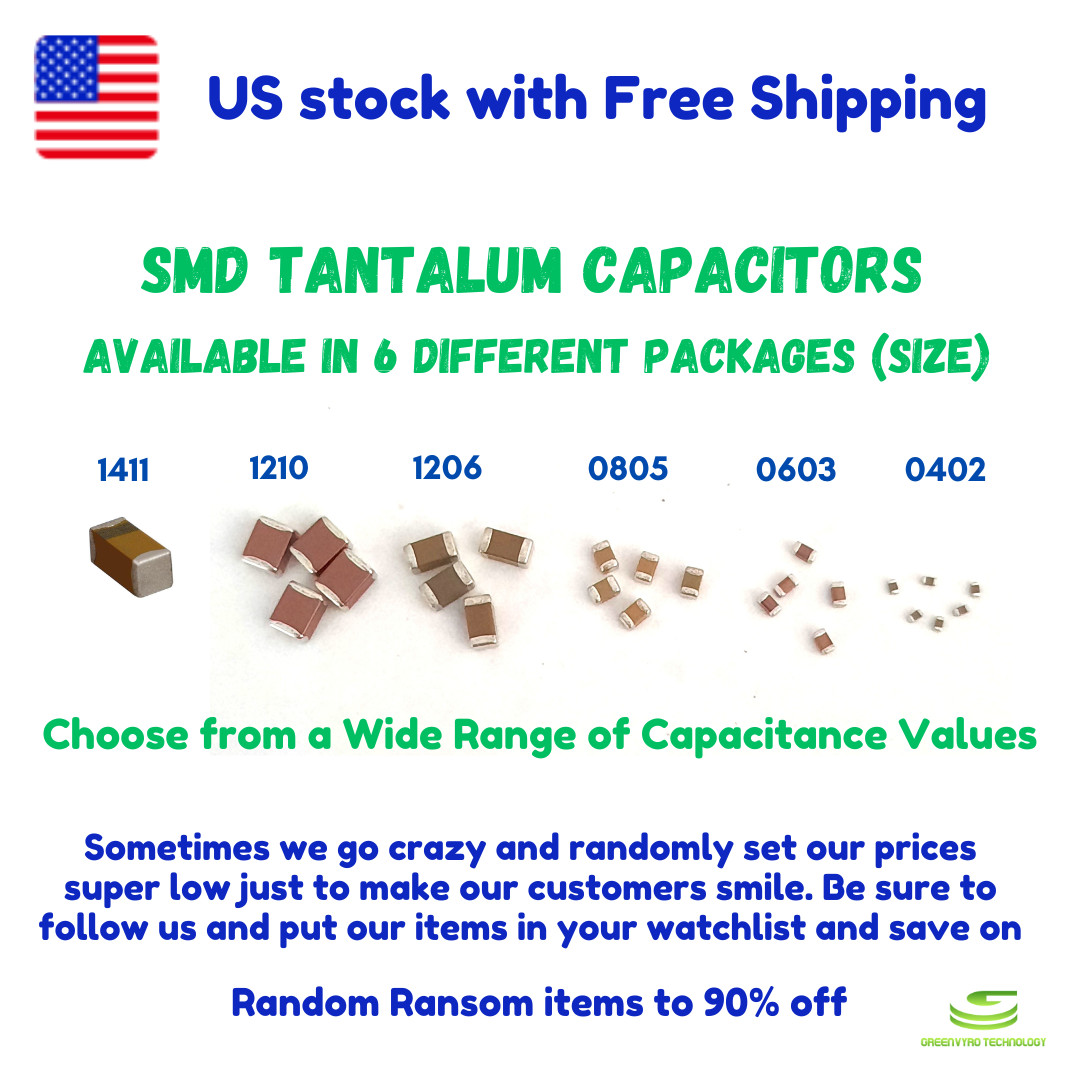 100 pcs, SMD Tantalum Capacitor, 0402, 0603, 0805, 1206, 1210, 1411