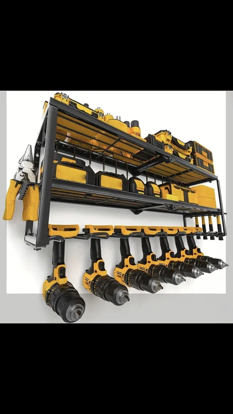 Power Tool Organizer Charging Station, 7 Power Tool Slots & 2 Shelves 3 Tier New