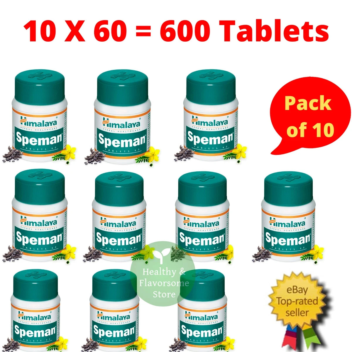 10 X Himalaya Speman Tablets - 600 Tablets (Pack of 10 X 60 Tablets)