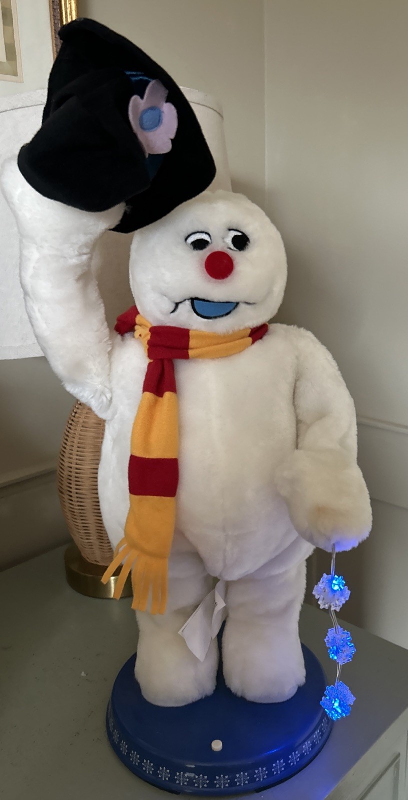 Vintage Gemmy Spinning Snowflake Frosty The Snowman Black Hat *Read Vintage Gemmy Spinning Snowflake Frosty The Snowman Black Hat *Read