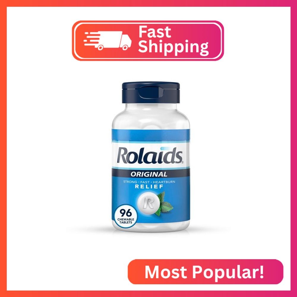 Rolaids Original Strength Antacid, 96 Chewable Tablets, Mint Flavor, Original St Rolaids Original Strength Antacid, 96 Chewable Tablets, Mint Flavor, Original St