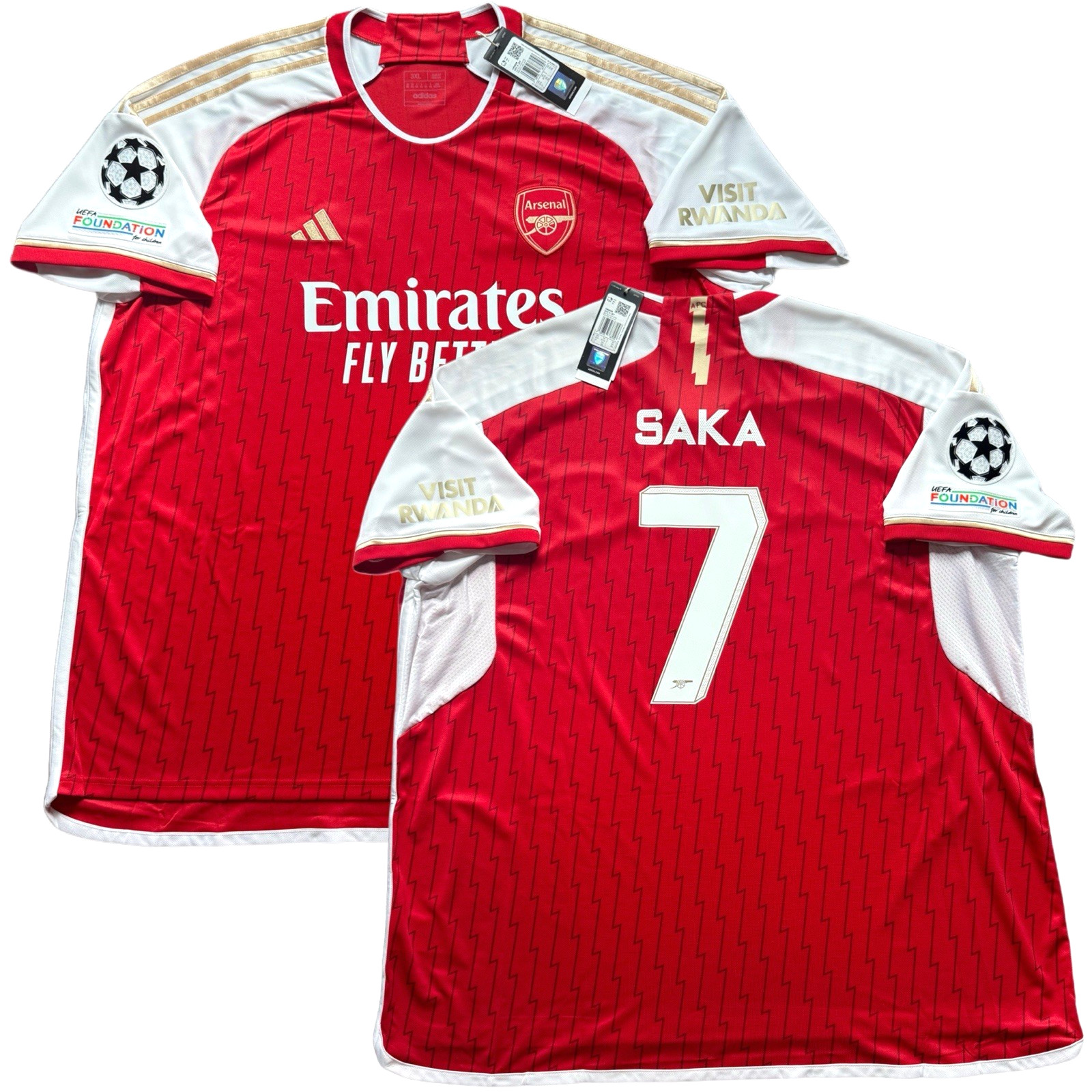 2023/24 Arsenal Home UCL Jersey #7 Saka 3XL adidas Champions League Kit