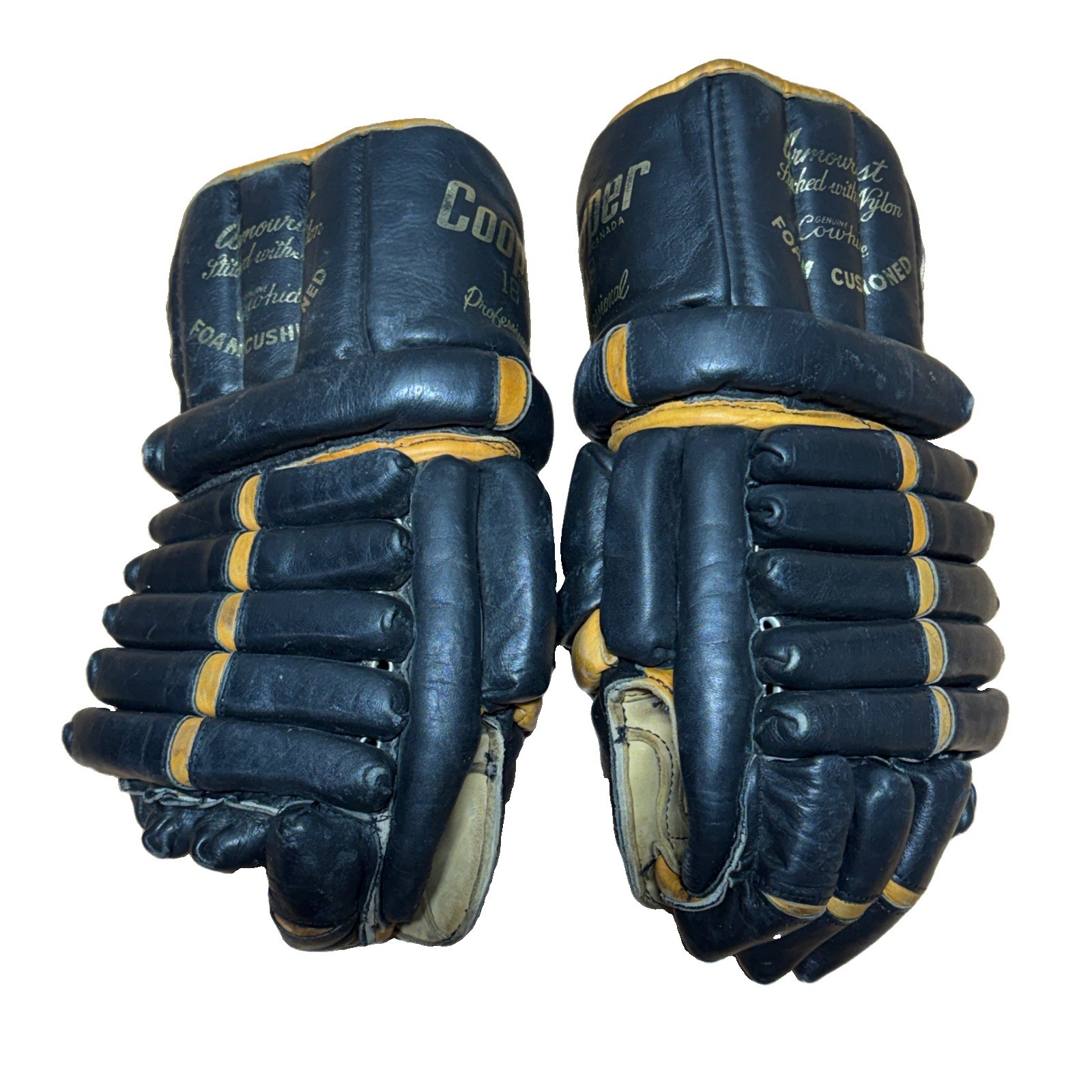 Vintage 1960’s Black Cooper Ice Hockey Gloves 18 Professional Cowhide Armourist Vintage 1960’s Black Cooper Ice Hockey Gloves 18 Professional Cowhide Armourist