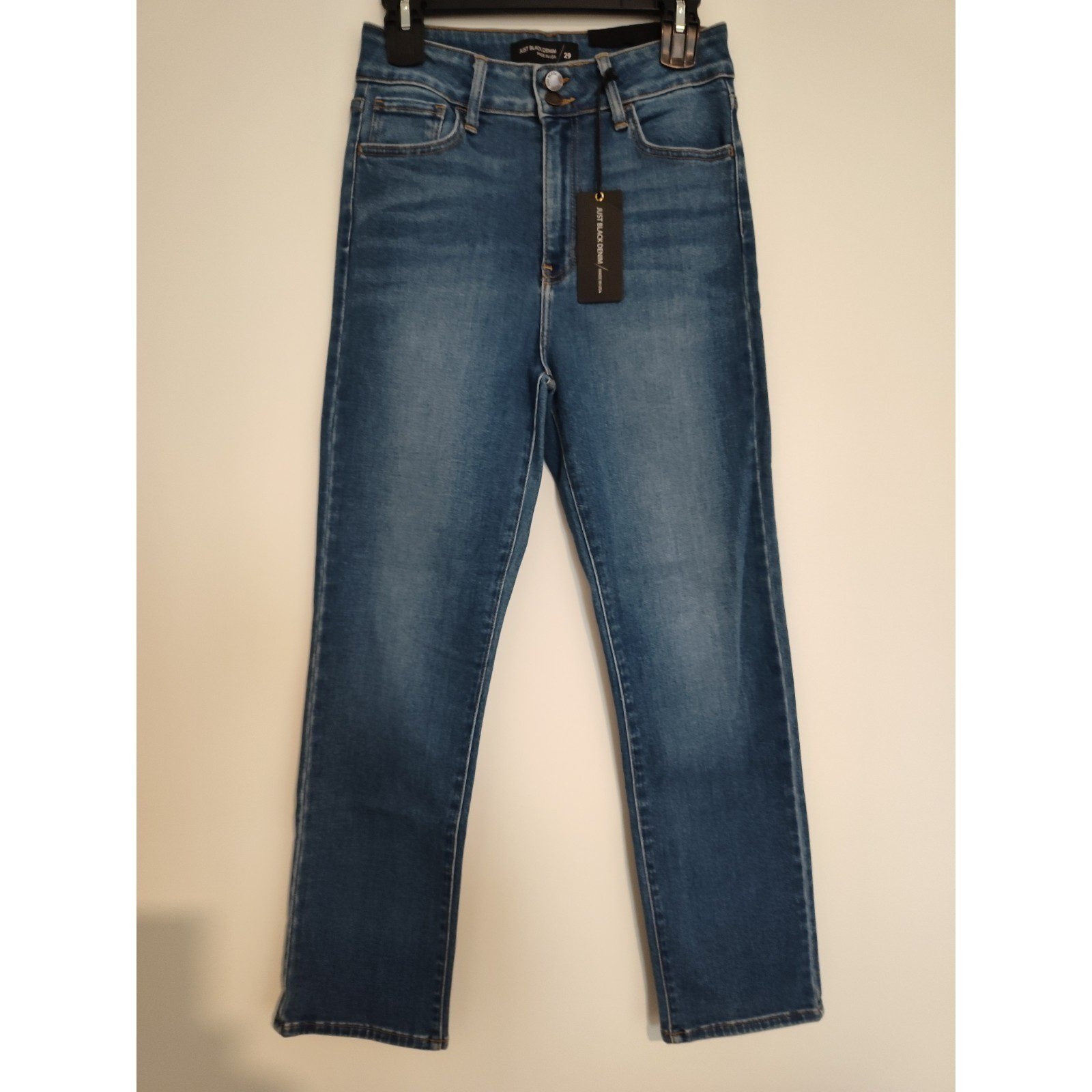 Just Black Denim Double Button Straight Jeans Medium Denim 29 NWT