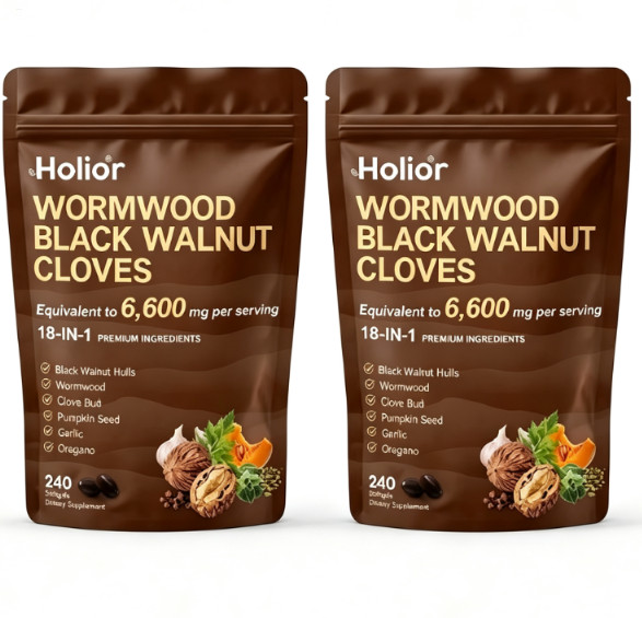 2 Pack Holior Wormwood Black Walnut Clove Botanical Supplement 240 Softgels
