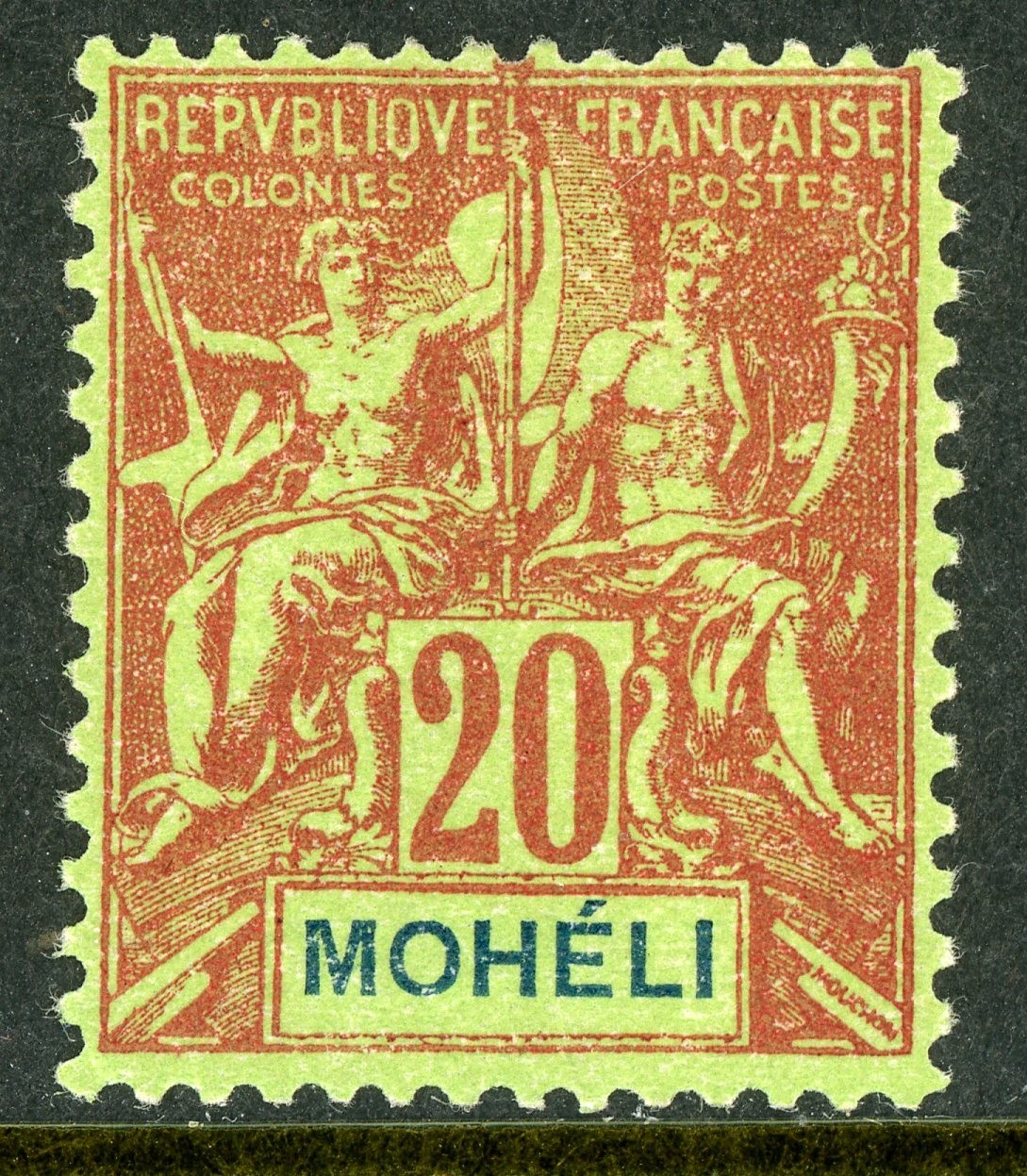 GANDALF - Moheli 1896 French Colony 20¢ Red Scott #6 Mint A131