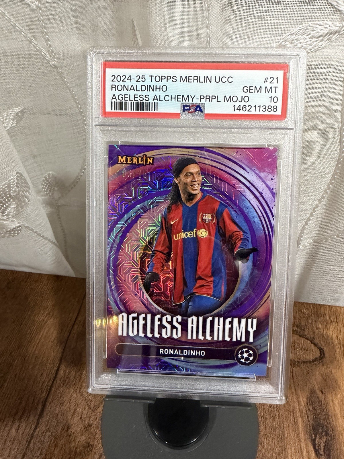 24-25 Topps Merlin Ageless Alchemy Ronaldinho /15 PSA 10 Gem Mint 24-25 Topps Merlin Ageless Alchemy Ronaldinho /15 PSA 10 Gem Mint