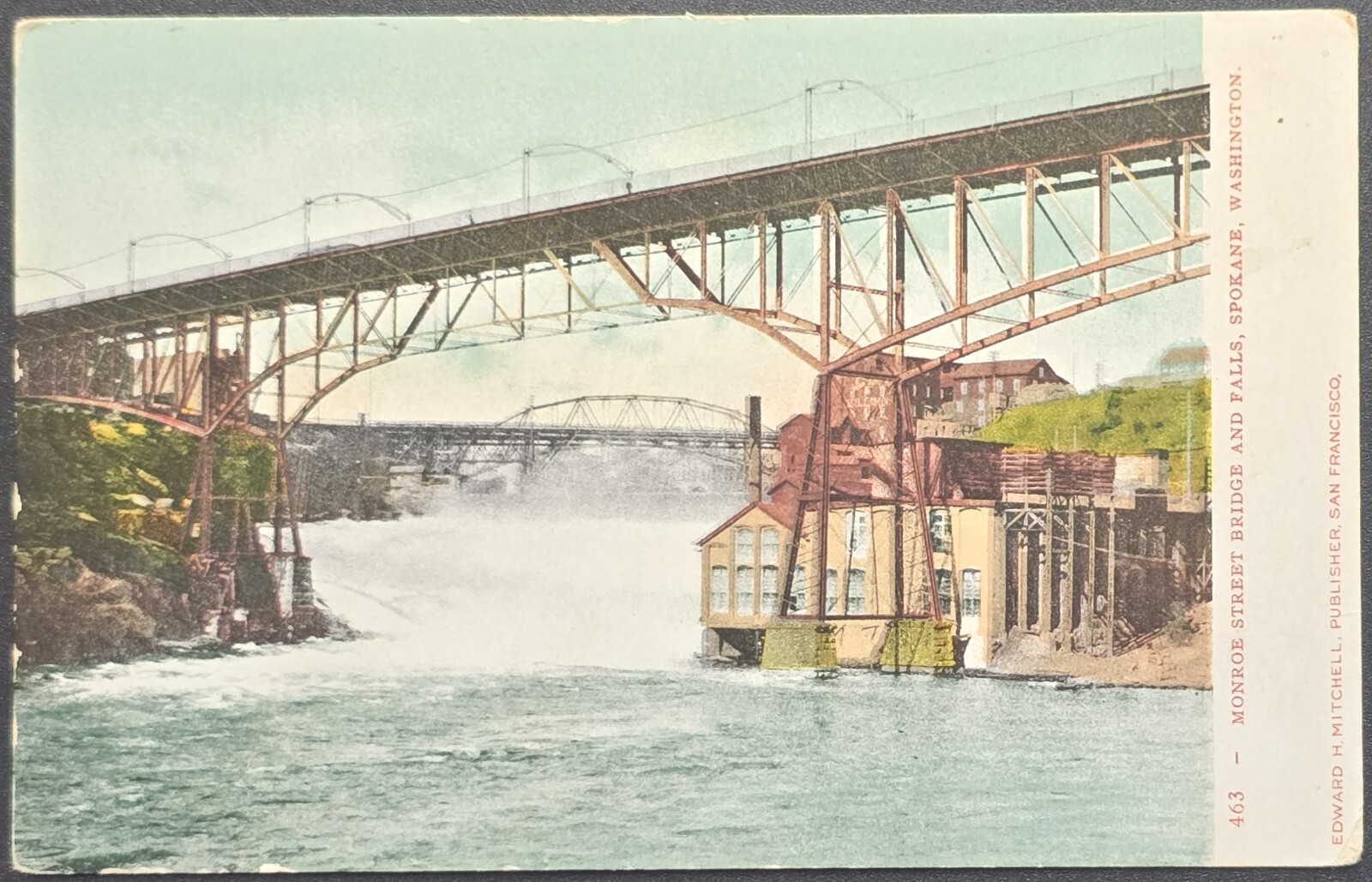 Spokane WA Monroe Street Bridge & Falls Edward H Mitchell Early 1900s