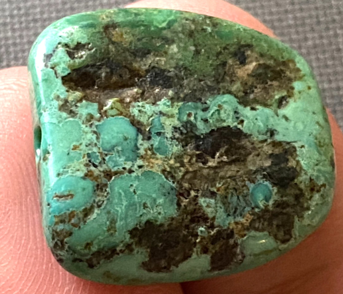 RARE OLD ANTIQUE TIBETAN HIMALAYAN NATURAL TURQUOISE BEAD BEAUTIFUL WORN PATINA