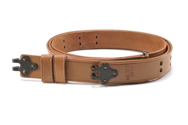 M1907 Military Leather Rifle Sling WW2 Marked Steel Hardware Garand Springfield