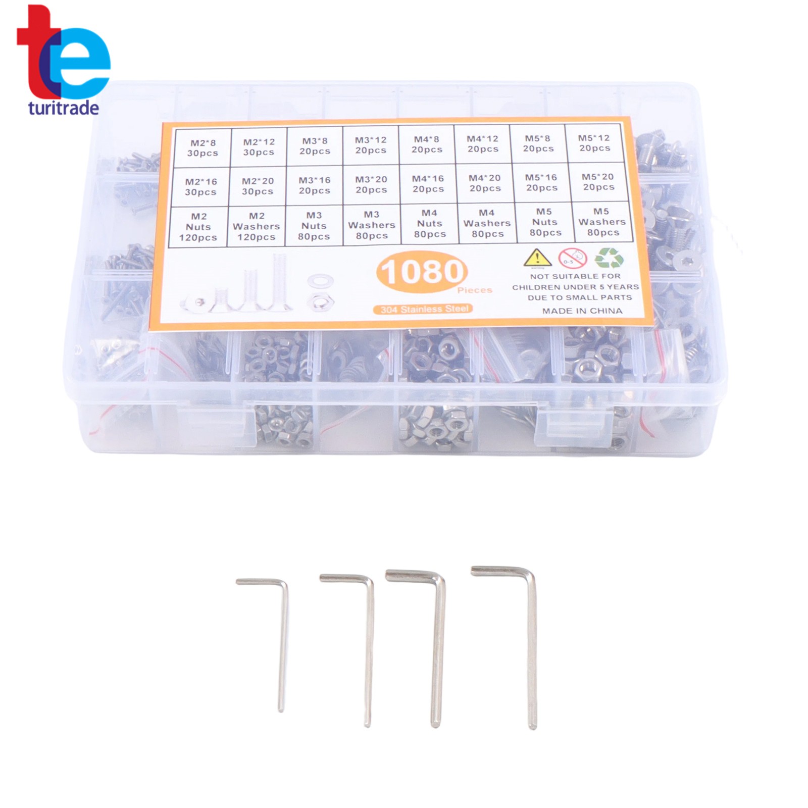 1080Pcs M2 M3 M4 M5 Screw Assortment Metric Flat Countersunk Head For DIY