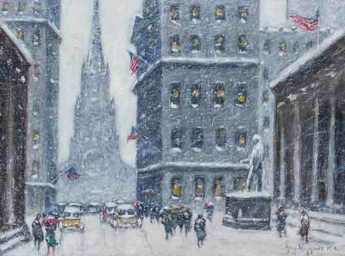 Guy Carleton Wiggins : Wall Street Winter : 1945 : Archival Canvas Art
