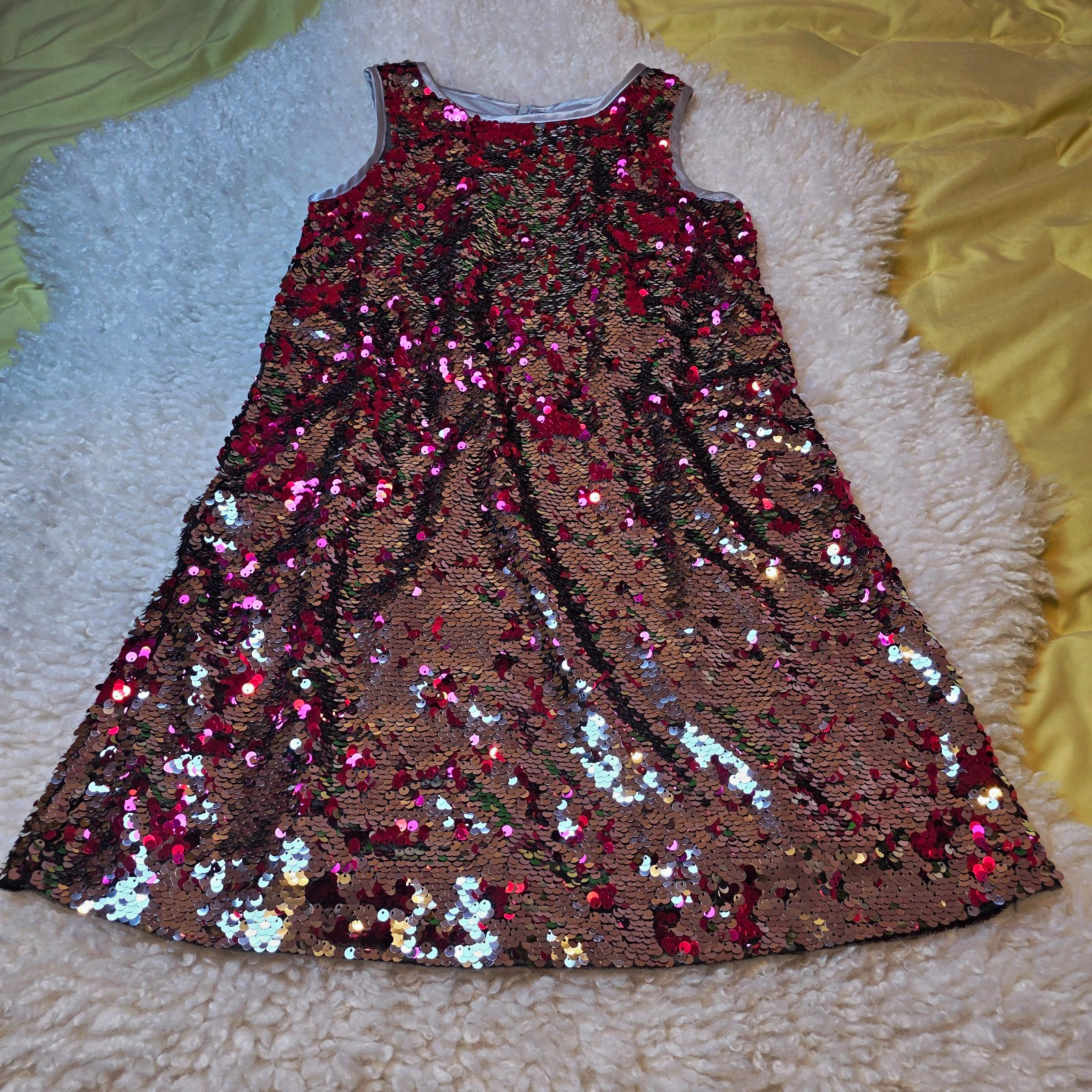 Lavender Girls Reversible Sequin A-Line Dress 10-12Y Sleeveless Pink/Gold Lavender Girls Reversible Sequin A-Line Dress 10-12Y Sleeveless Pink/Gold