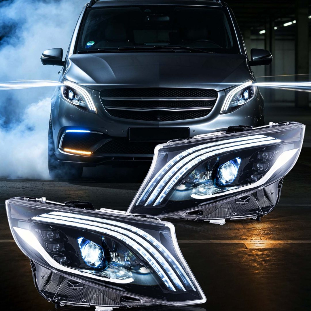 LED Projector Headlights w/Bule DRL-Animation For Mercedez Benz Metris 2016-2023