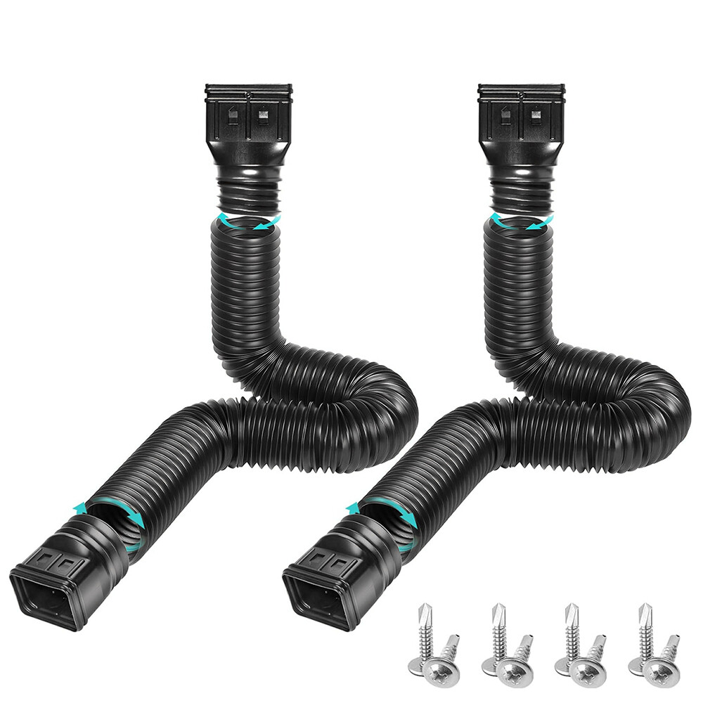 2Pack Expandable Flex Drain Downspout Extension 21-60″ Rain Pipe Spout Gutter