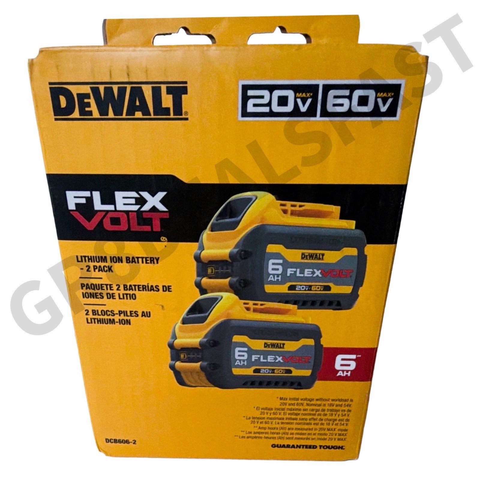DeWALT 6Ah FLEXVOLT DCB606 Battery Kit 20V/60V MAX LithiumIon GENUINE NEW (2 Pc)