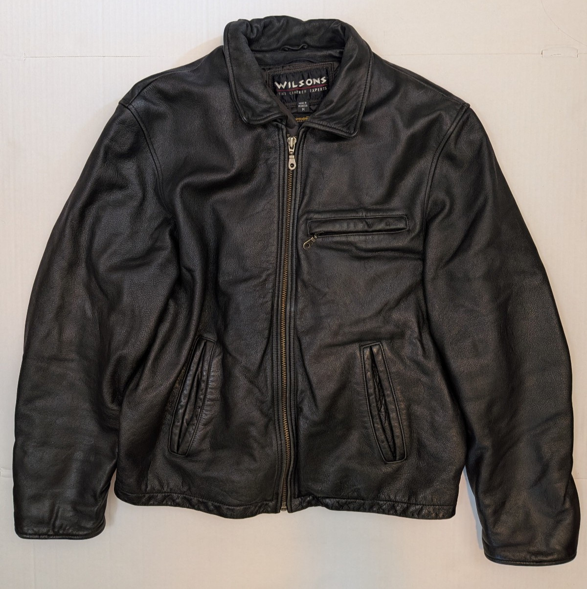 Wilsons Black Leather Vintage Motorcycle Jack Men\'s Medium