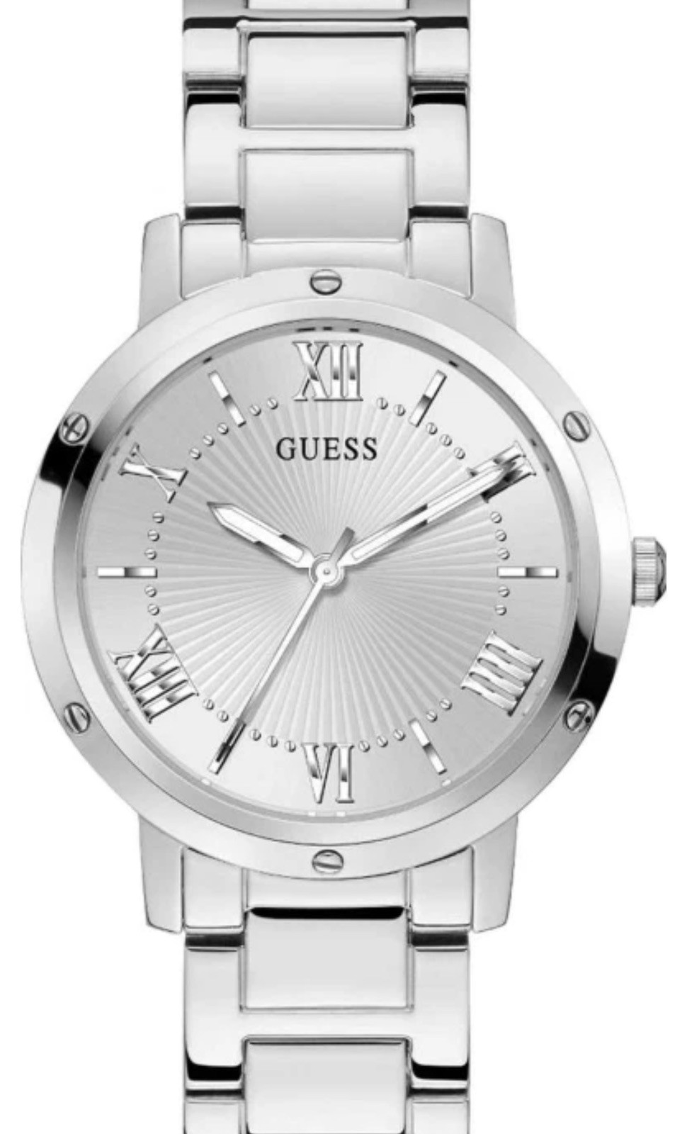 GUESS Silver Tone Stainless Steel Analog Women’s Watch GW0404L1