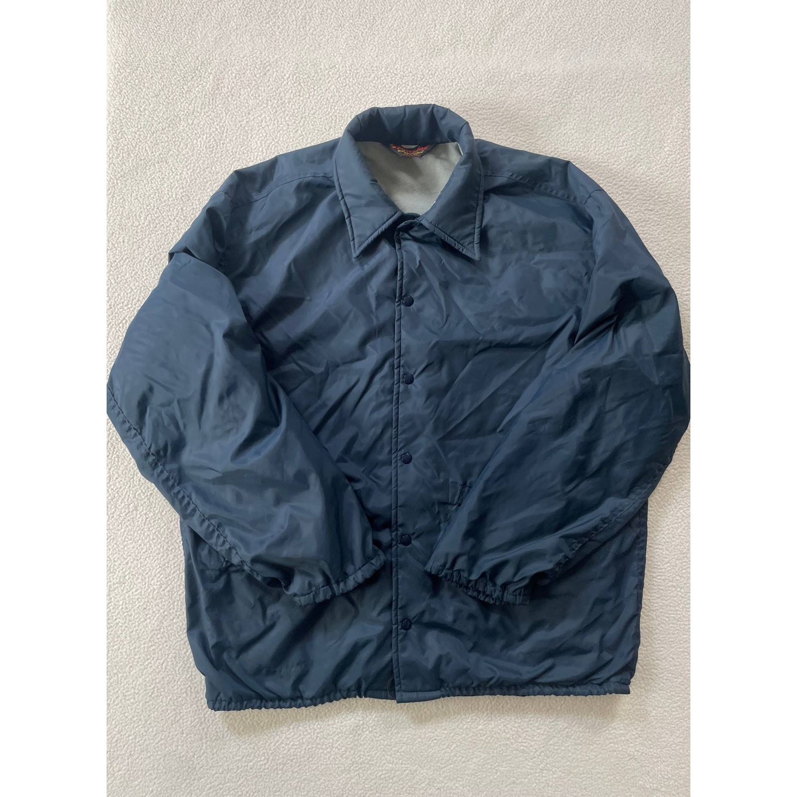 Pla-Jac Mens Large Coaches Jacket Navy Blue Vintage Dunbrooke Flannel Lined USA