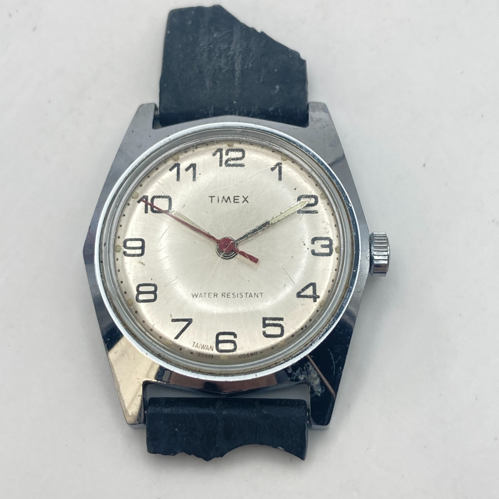 Vintage Timex Sprite Men\'s Watch 31mm 22519 02480 Silver Tone 1980 Manual Wind