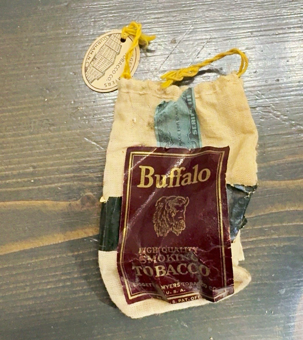 Vintage Buffalo Smoking Tobacco Pouch Liggett & Myers Tax Stamp Rolling Papers