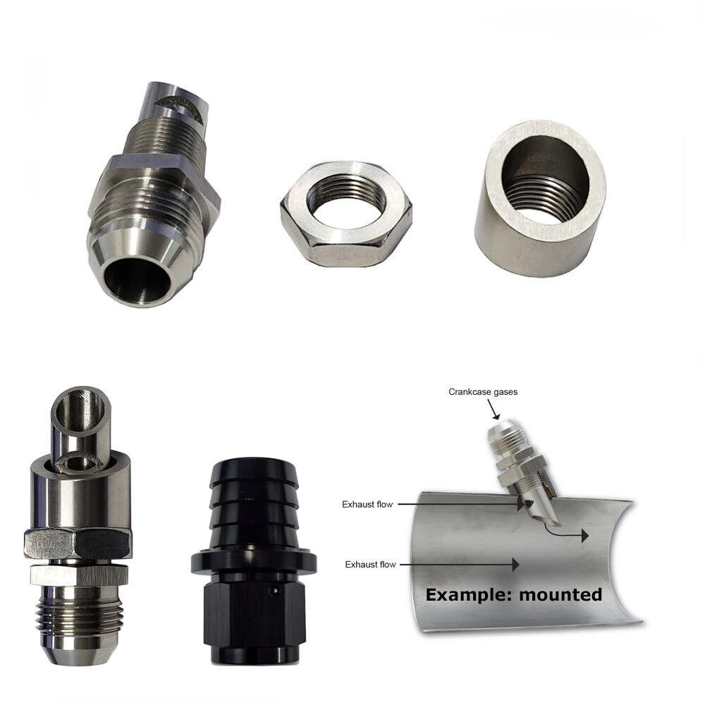 Universal SS Exhaust Vacuum Scavenger Crank Case Vent CCV Catch Can 10an x 1
