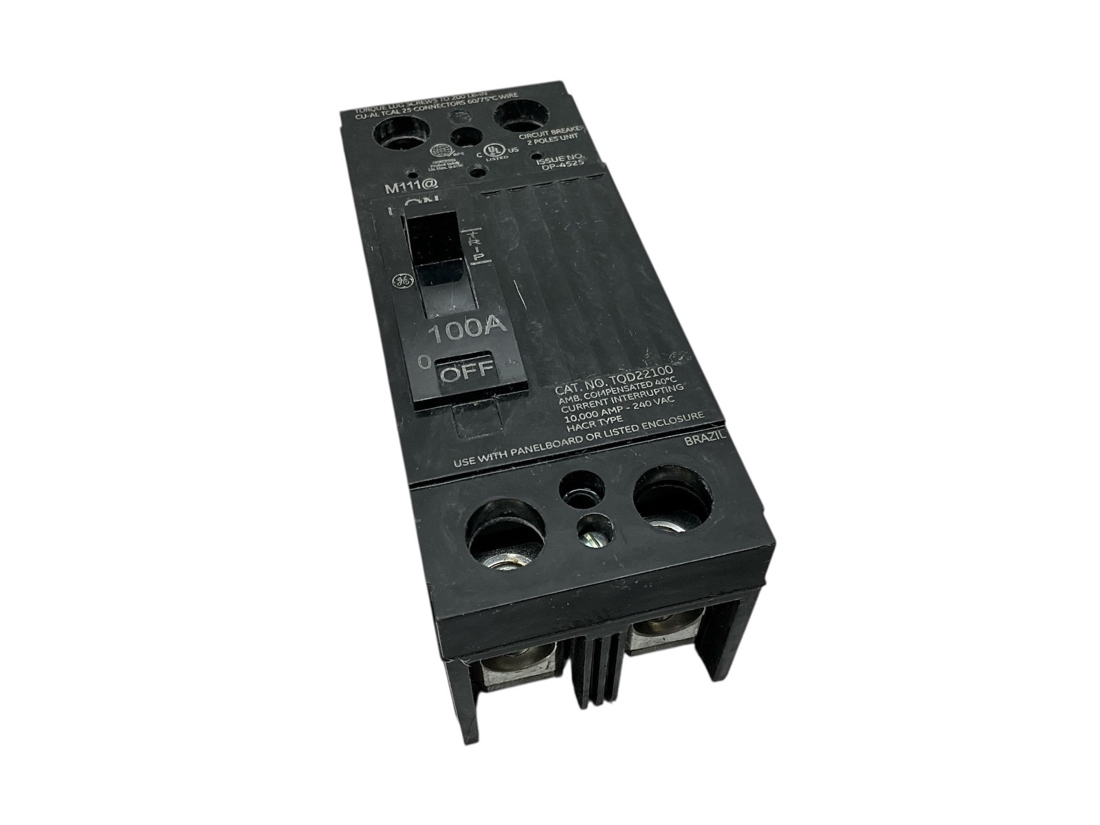 GE TQD22100WL Circuit Breaker 2 pole 100amps 240v