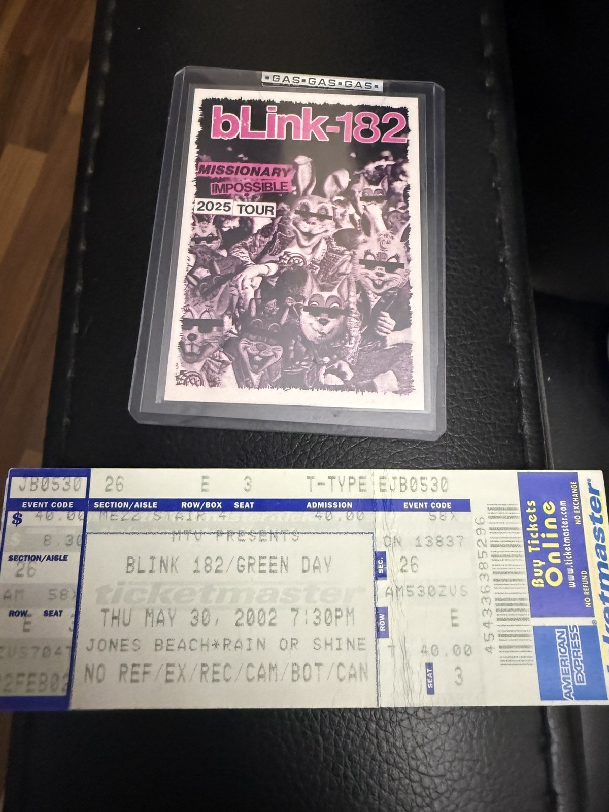 Blink 182 lot of 2: 1 Missionary Impossible 2025 Card & 1 RARE ticket from 2002 