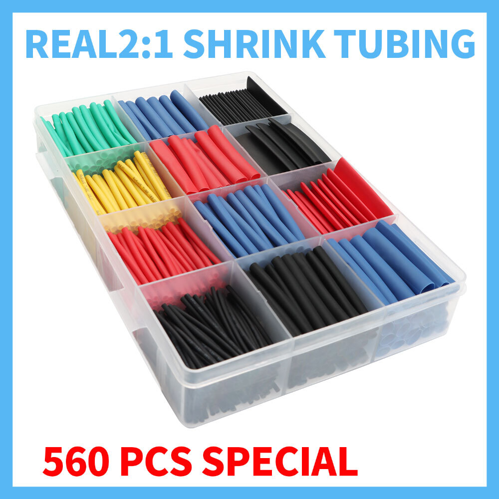 560Pcs Heat Shrink Tubing Insulation Shrinkable Tube 2:1 Wire Cable Sleeve Kit 560Pcs Heat Shrink Tubing Insulation Shrinkable Tube 2:1 Wire Cable Sleeve Kit