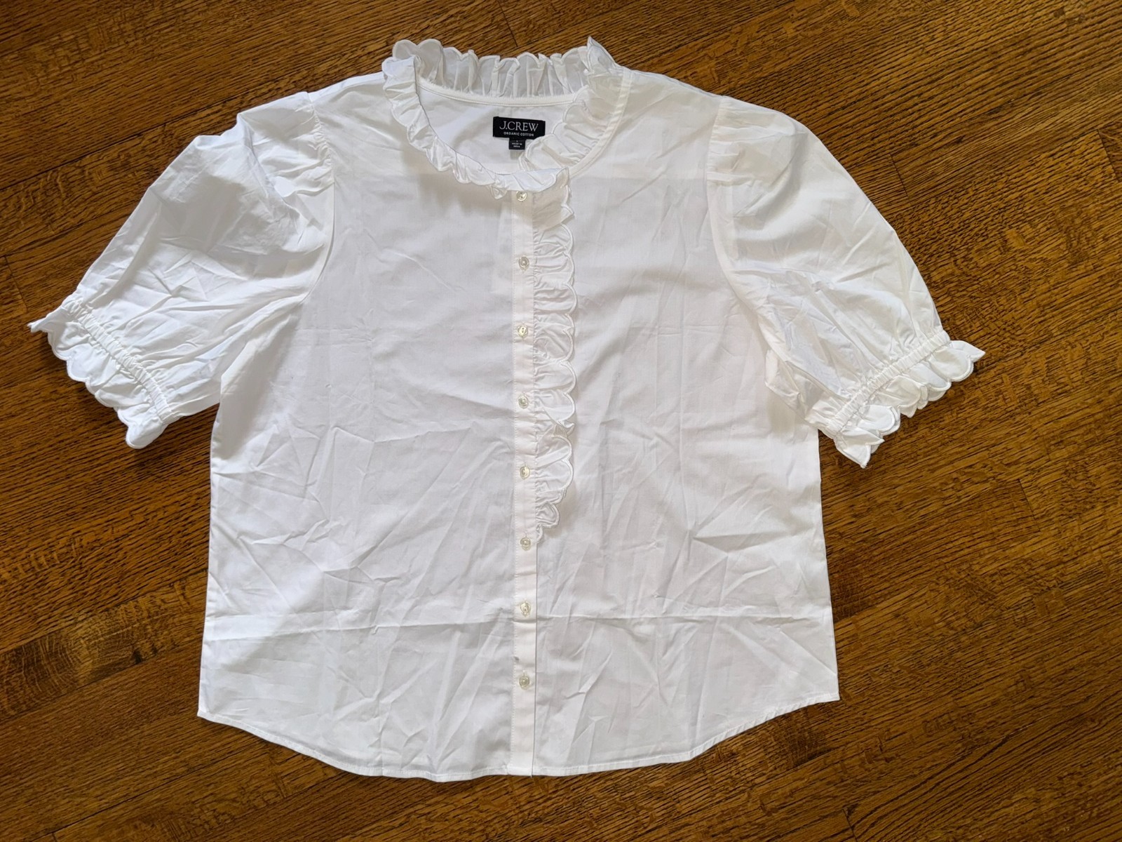 NWT J.Crew Ruffle-Trim Button-Up Blouse - Size Large NWT J.Crew Ruffle-Trim Button-Up Blouse - Size Large