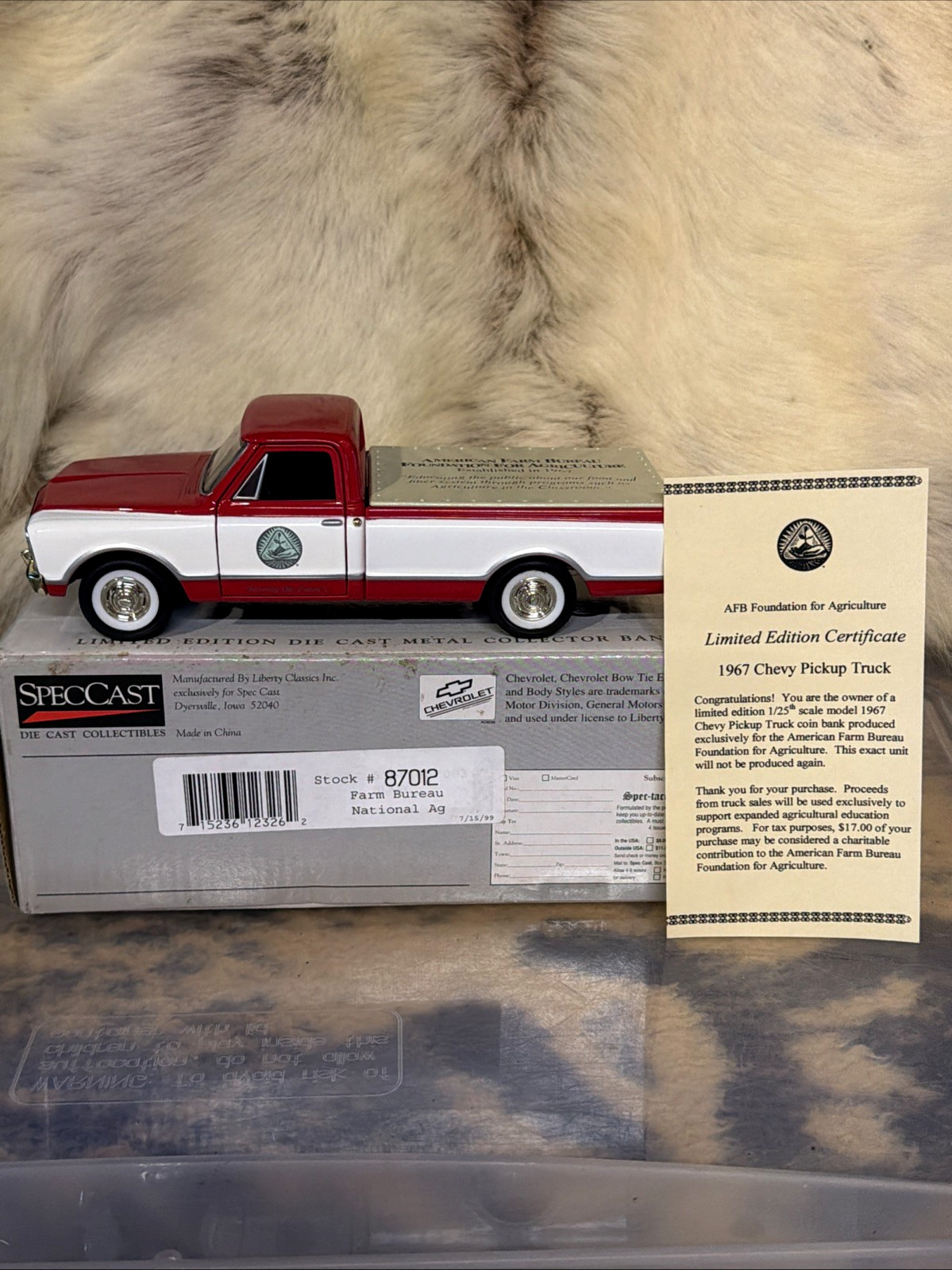 Liberty Classics SpecCast 1967 Chevy Pickup Limited Edition Farm AG w Box & COA